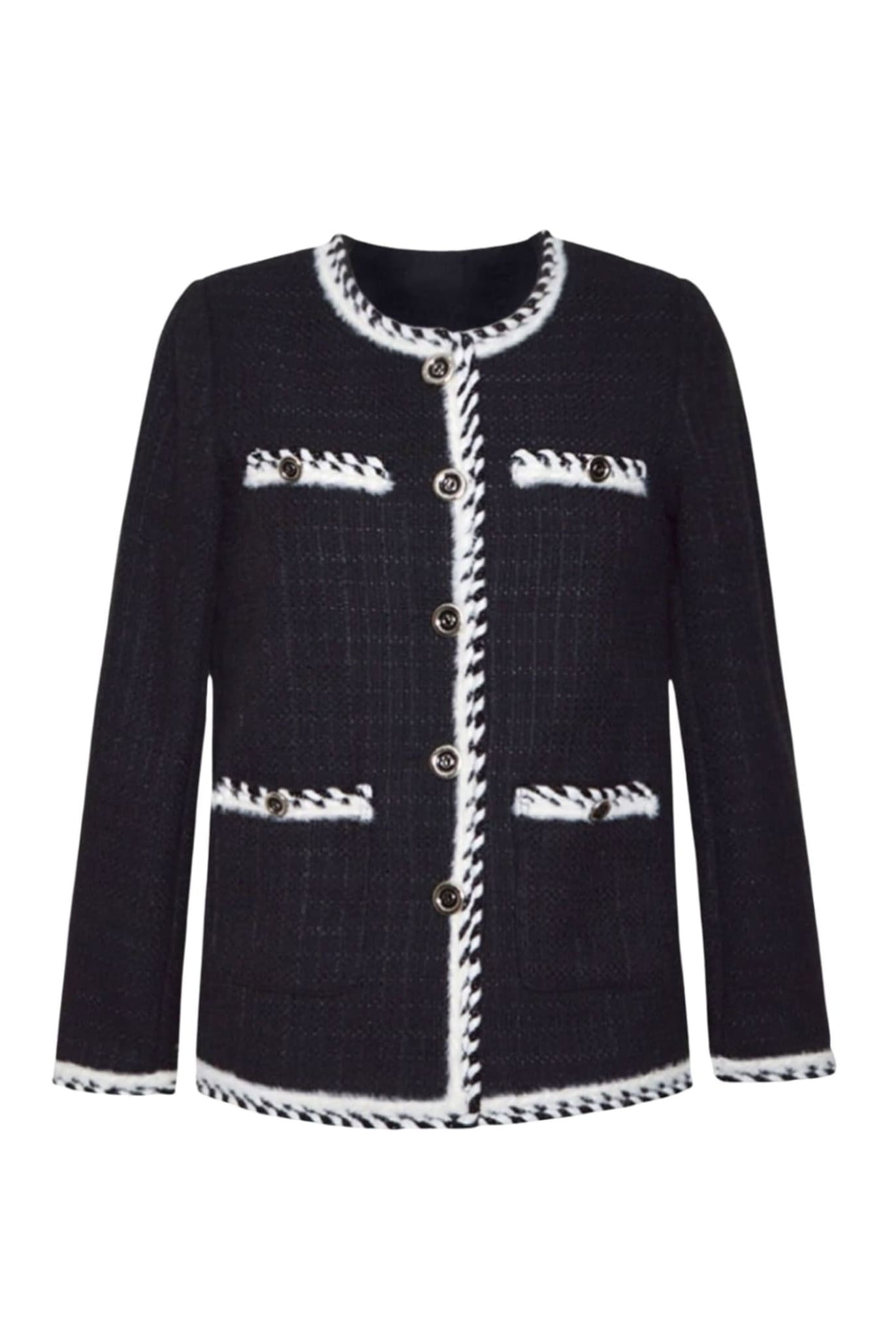 Black Tweed Jacket With Trim