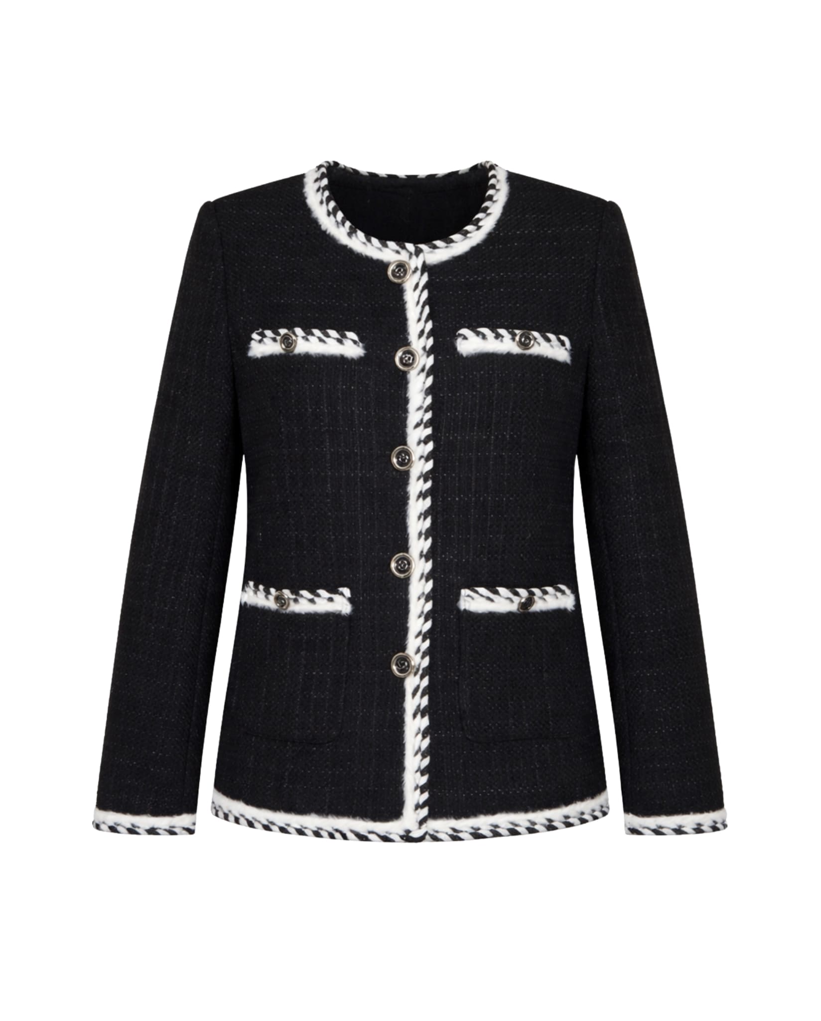 Black Tweed Jacket With Trim