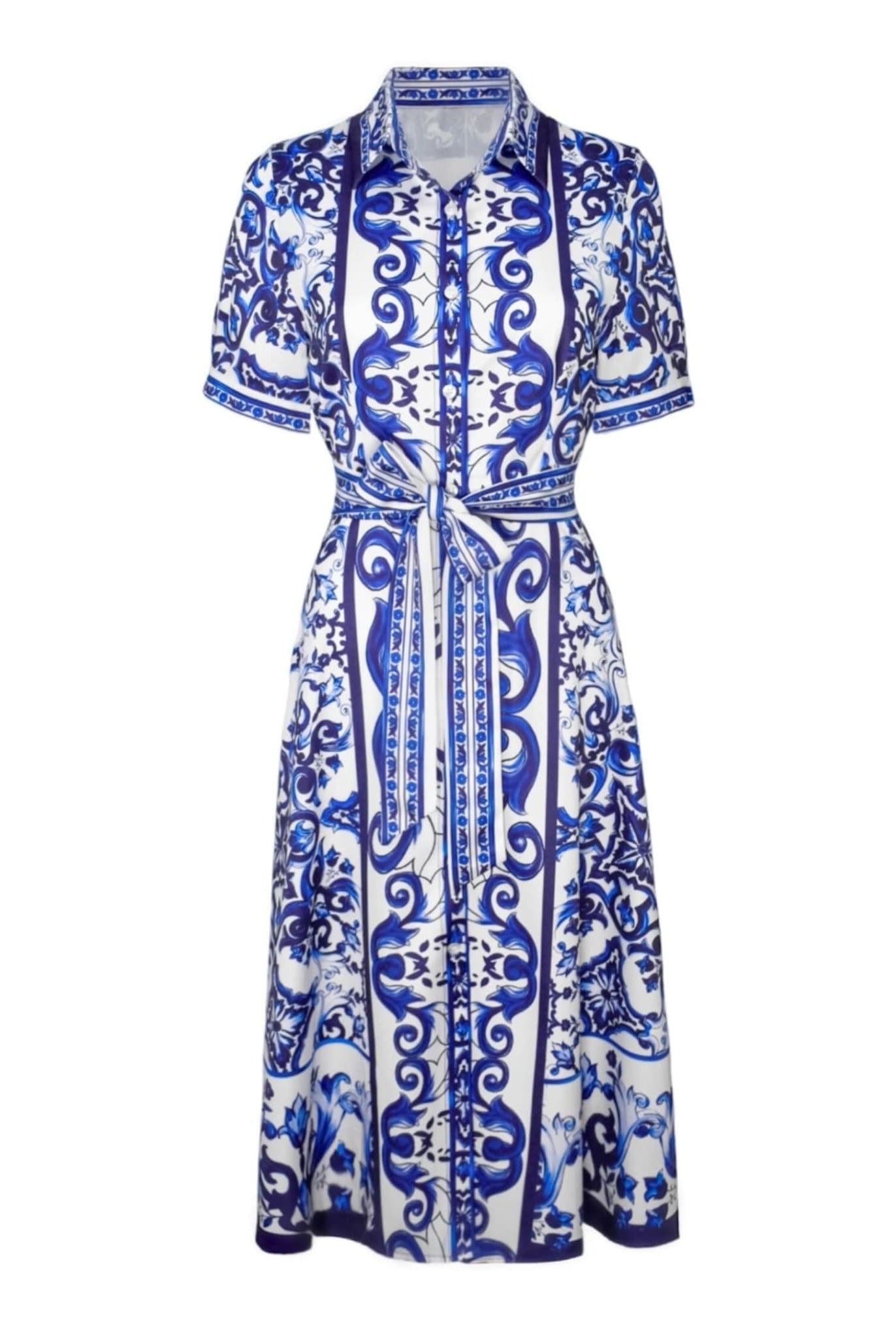 Blue Print Shirt Dress