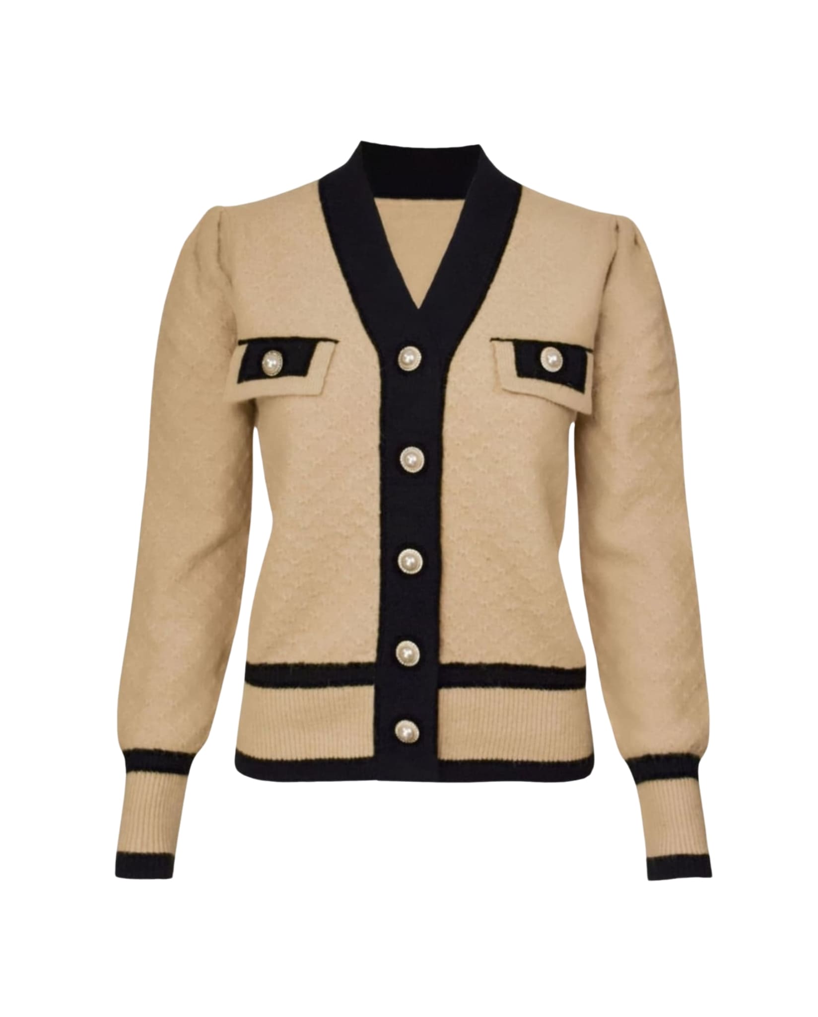 Chic Cardigan With Pearl Buttons Brown