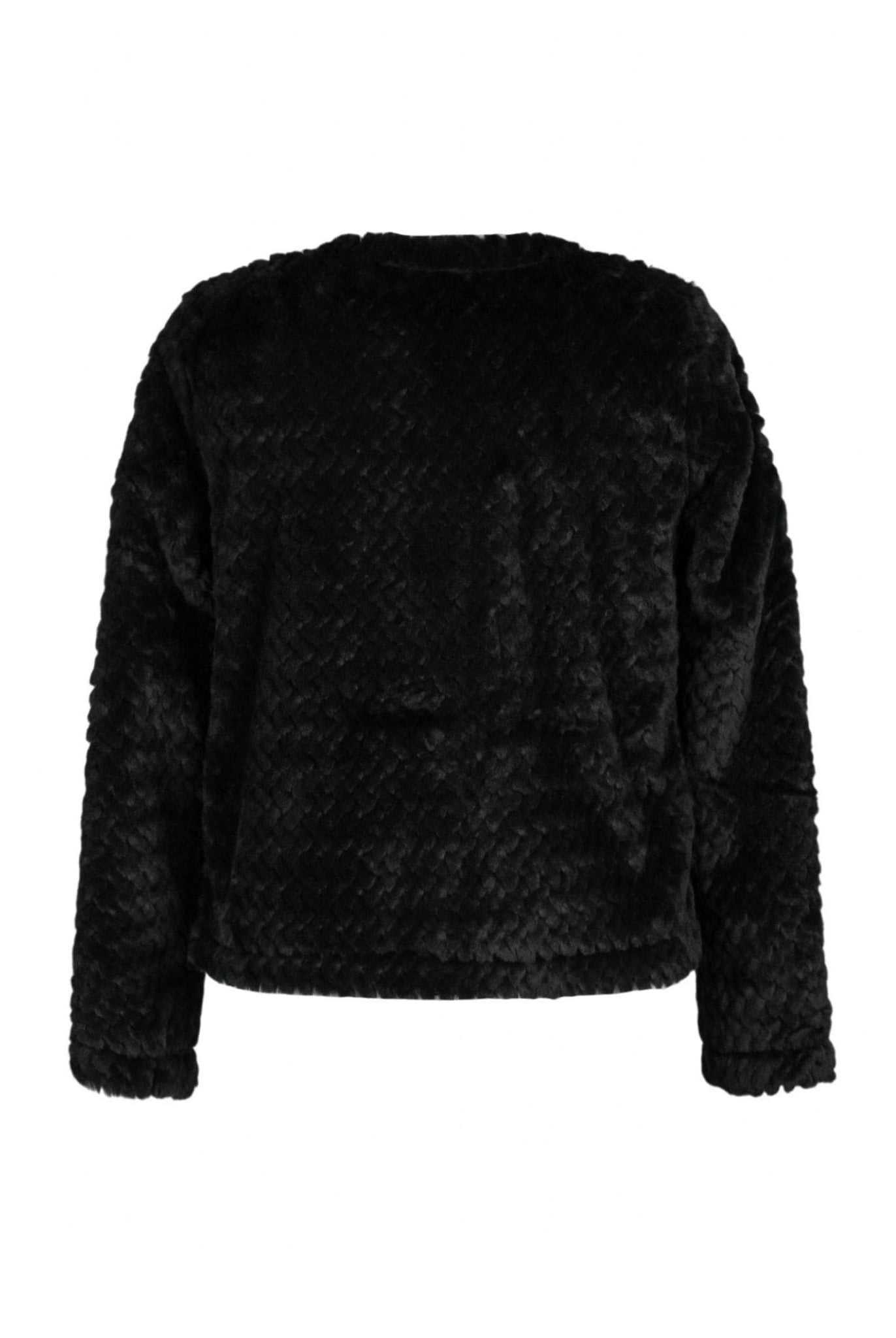 classic black faux fur jacket