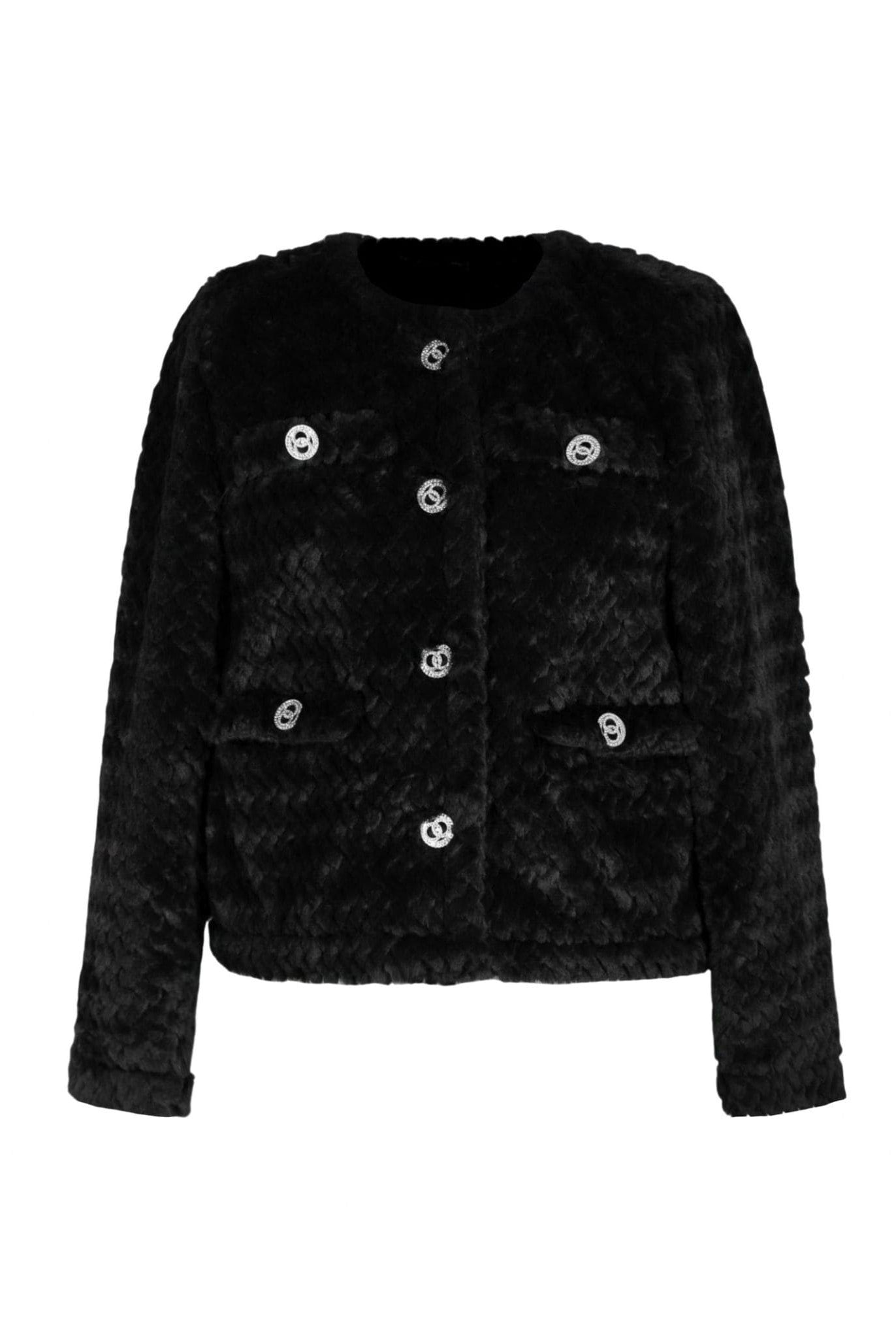 classic black faux fur jacket