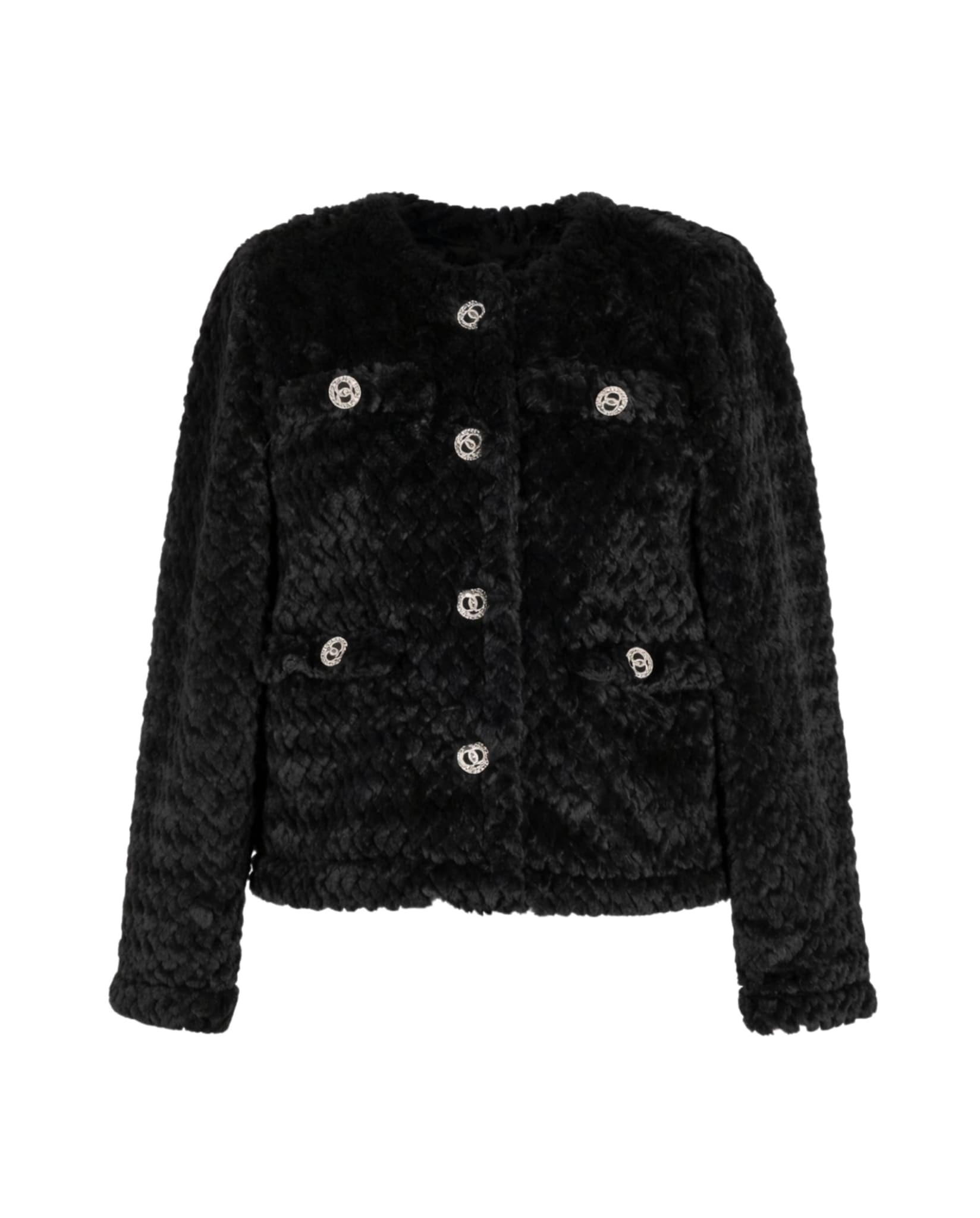 classic black faux fur jacket
