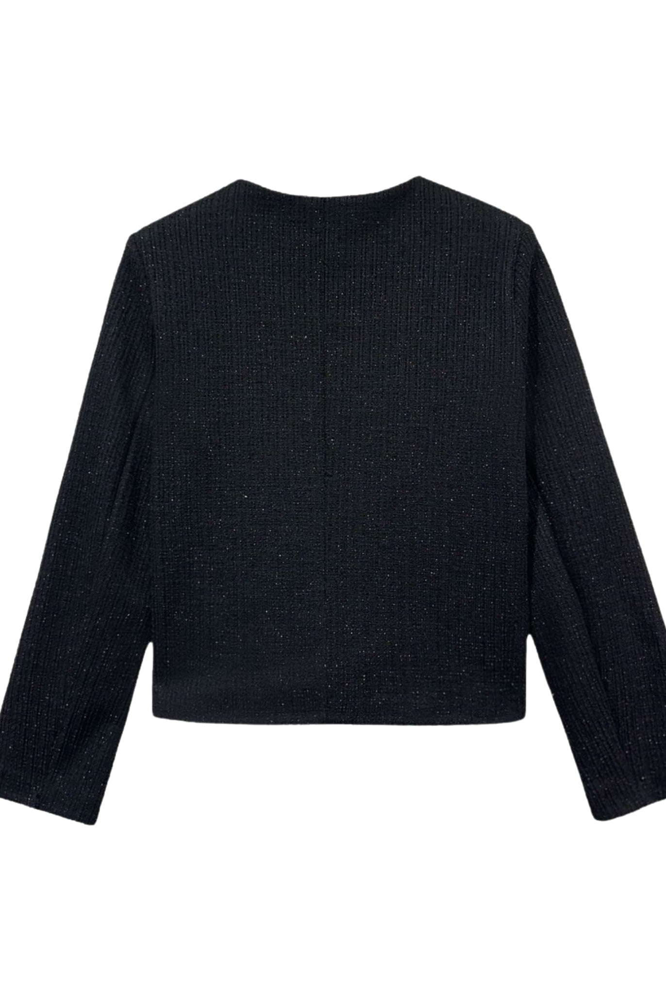 Classic Buttoned Tweed Jacket Black