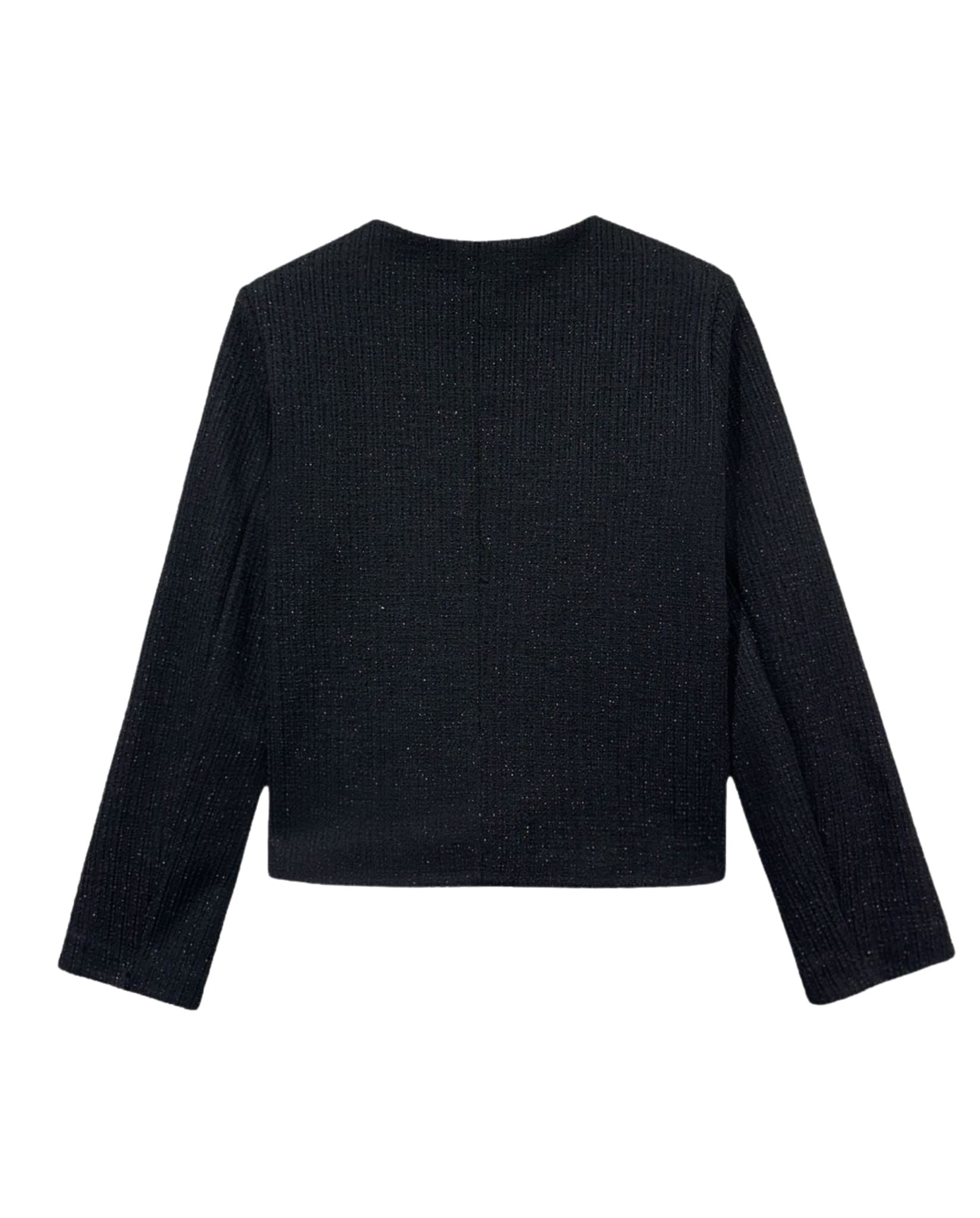 Classic Buttoned Tweed Jacket Black