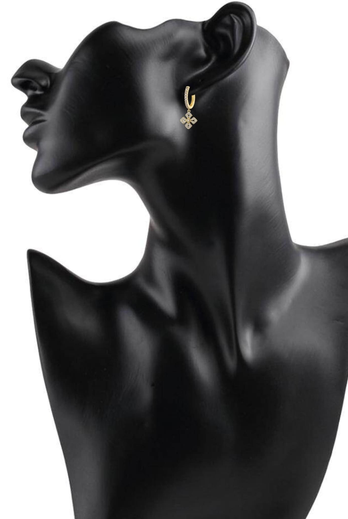 Crystal Clover Hoop Earrings