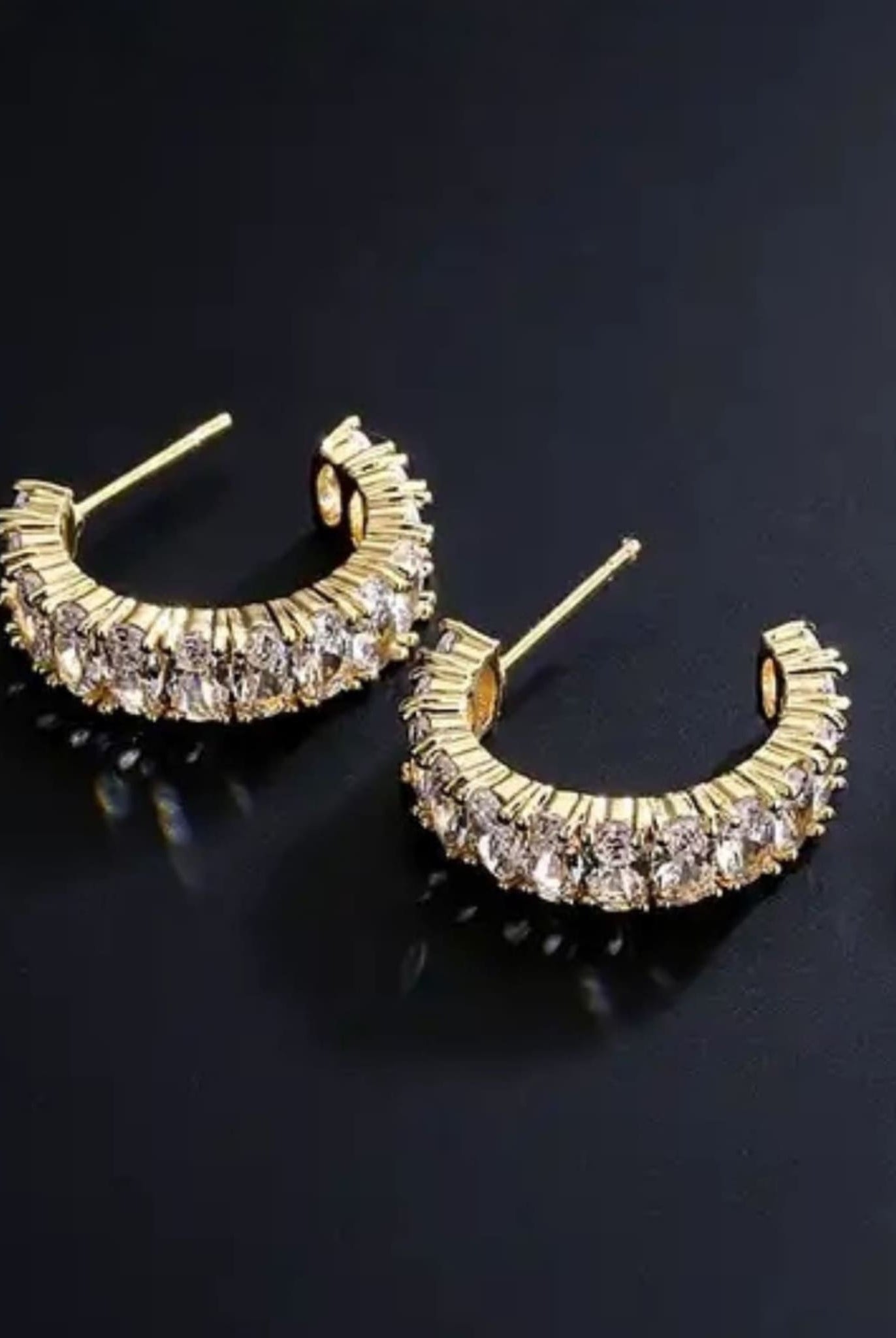 Crystal Hoop Earrings In Gold