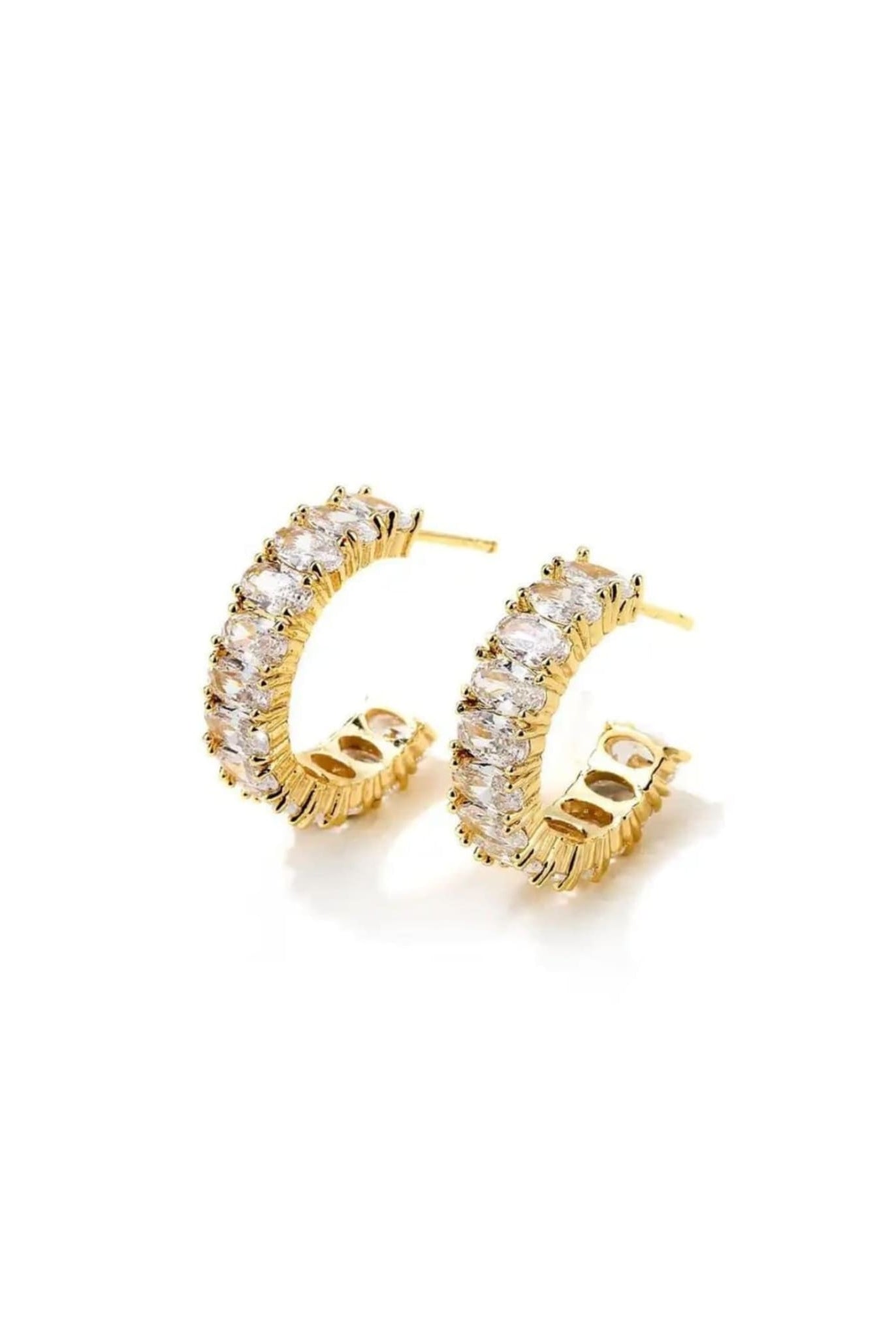 Crystal Hoop Earrings In Gold
