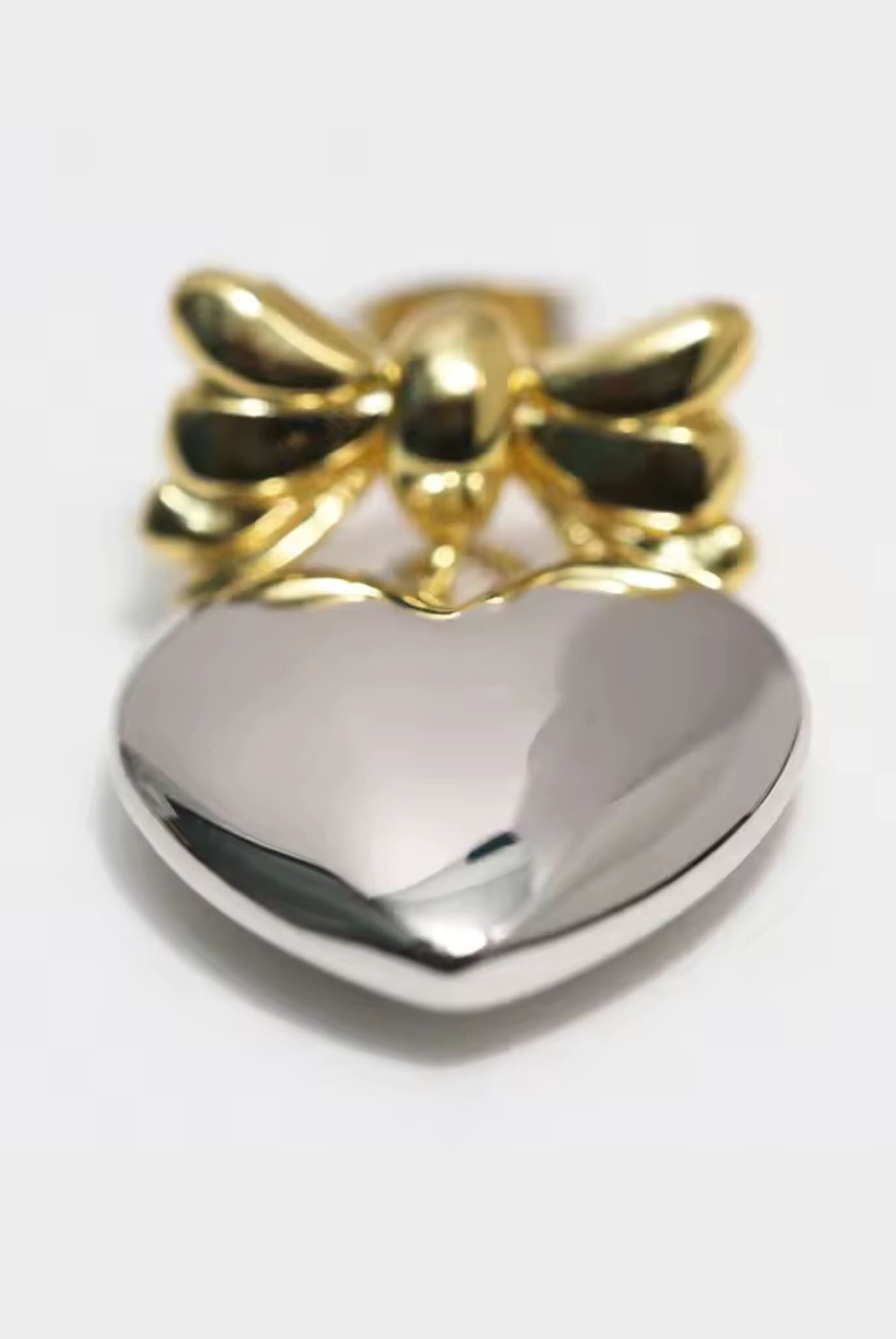 Duo-Color Bowknot Heart Earrings