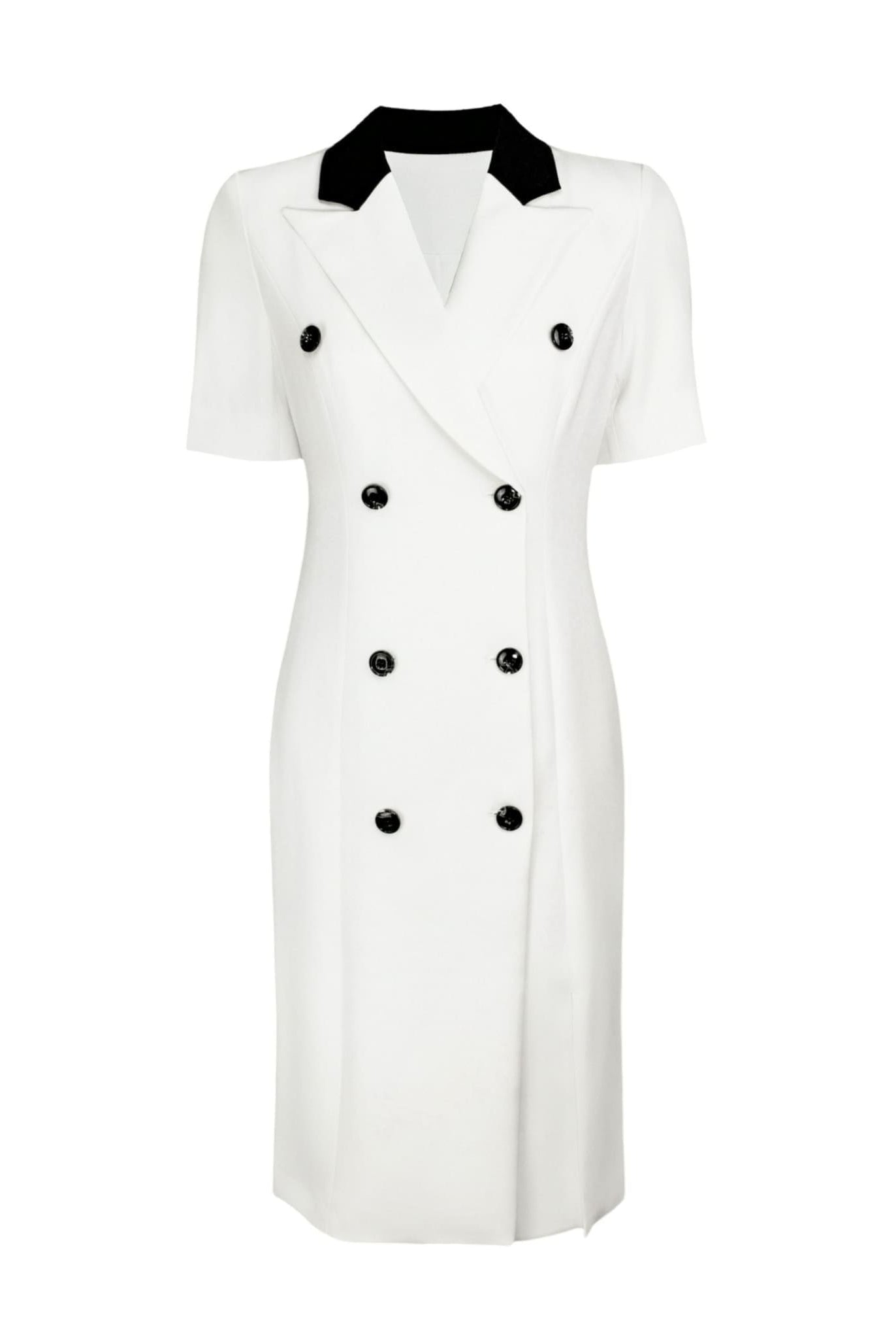 Elegant White Dress With Black Collar