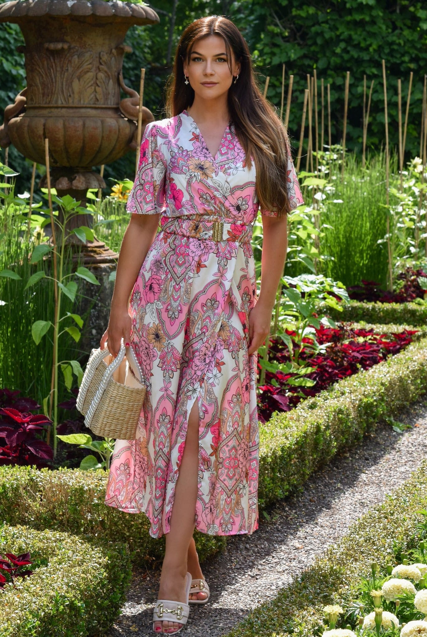 Floral Satin Maxi Dress