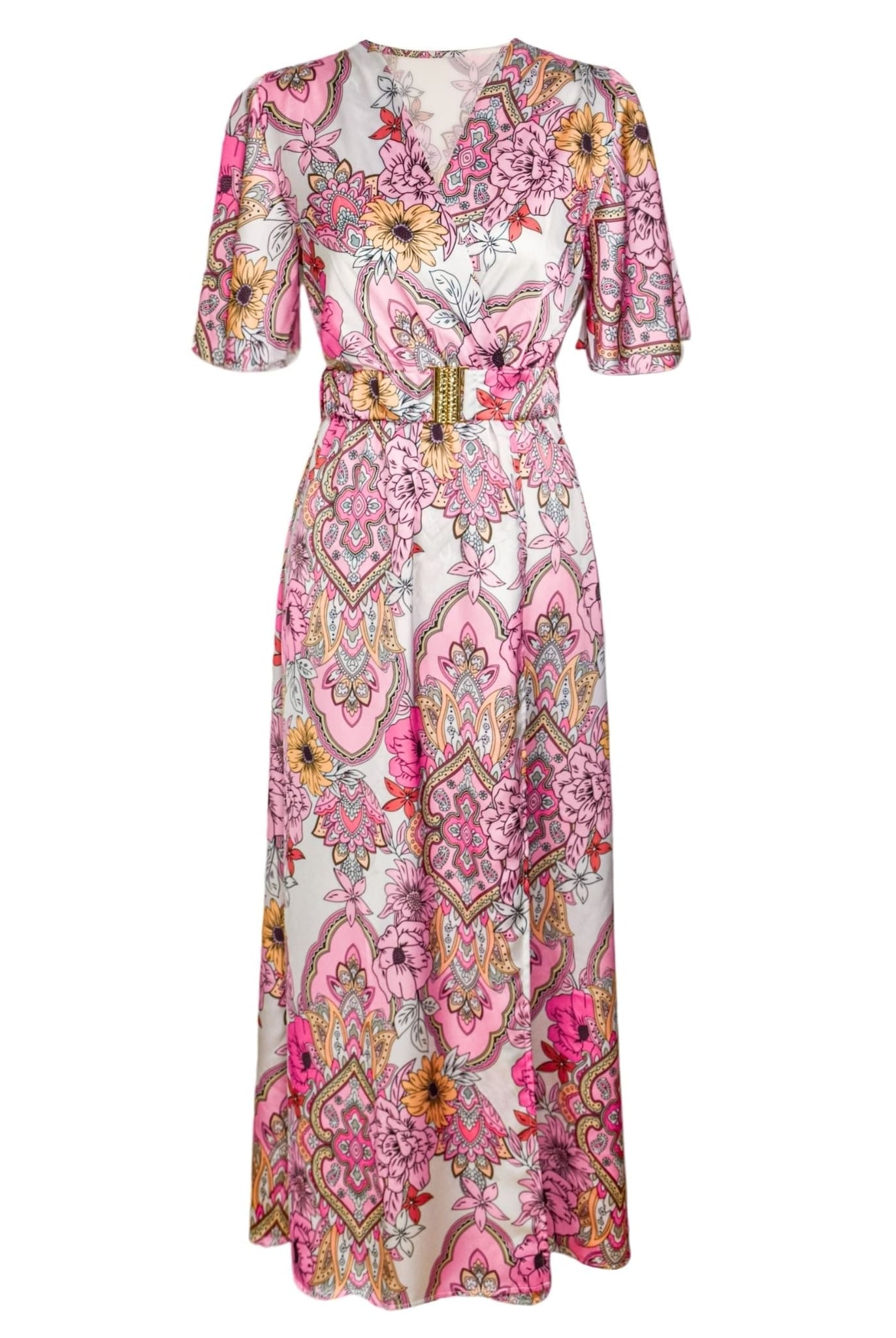 Floral Satin Maxi Dress