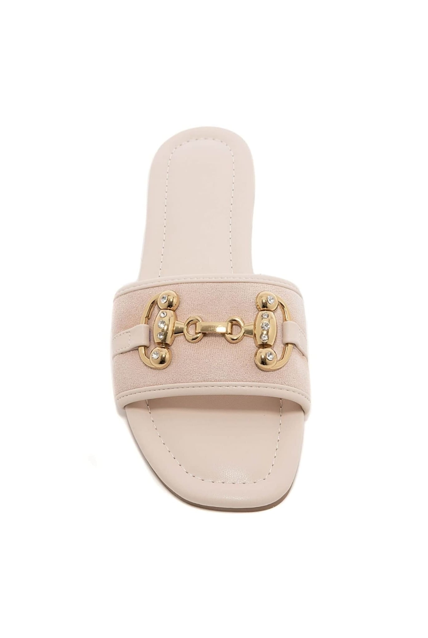 Gold Buckle Sandals In Beige