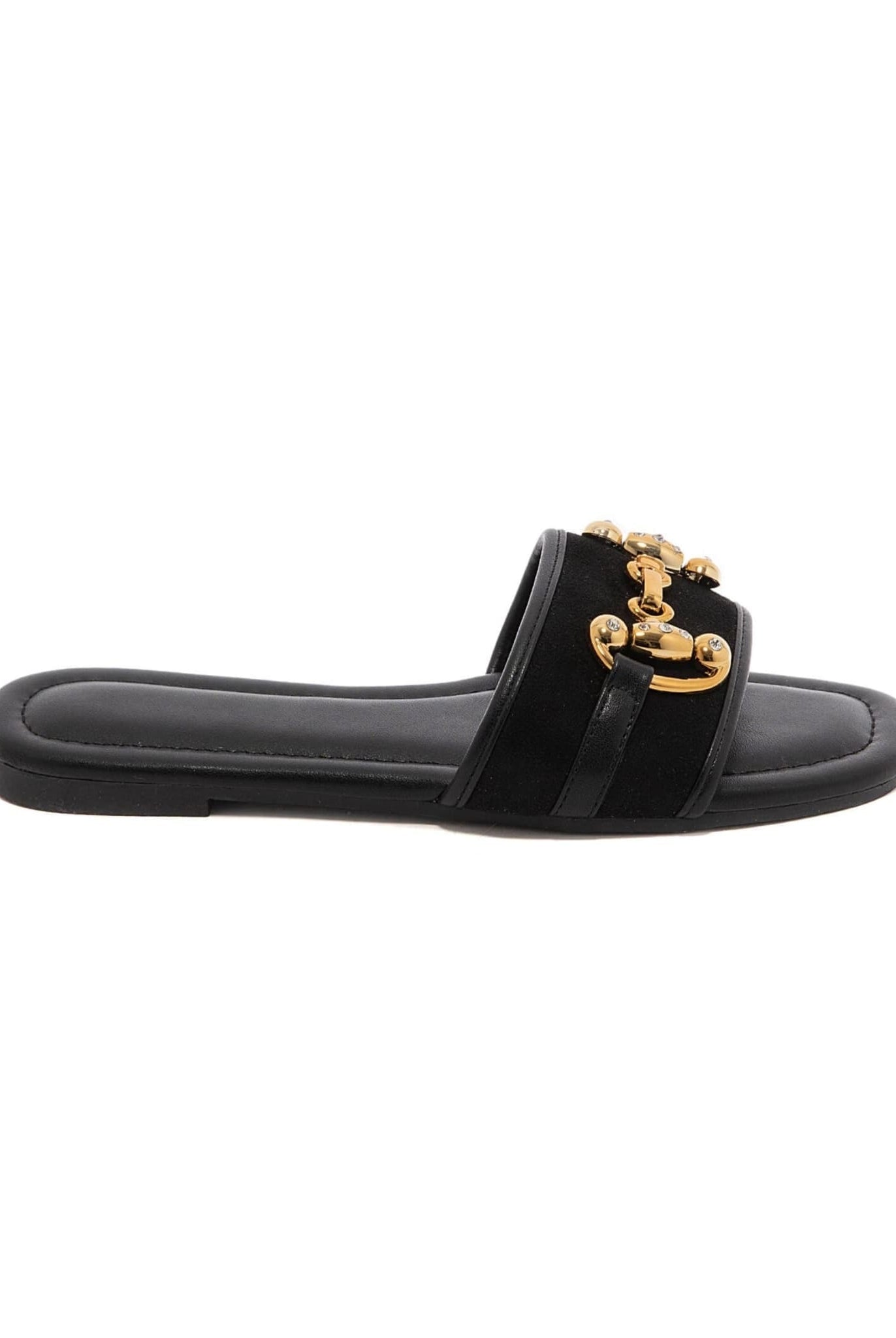 Gold Buckle Sandals In Black