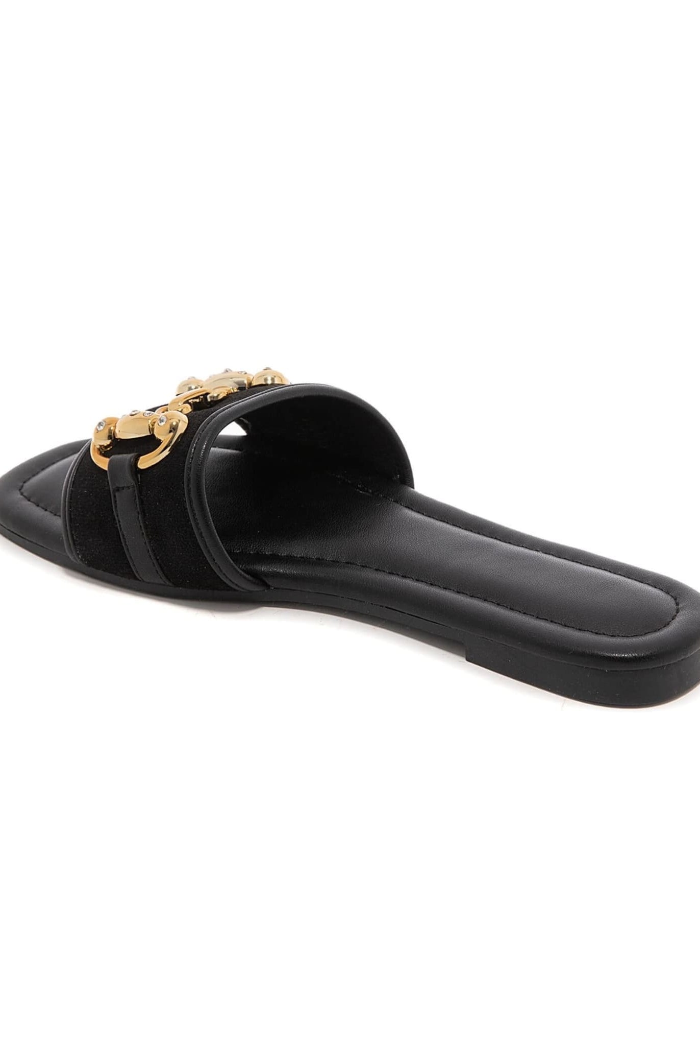 Gold Buckle Sandals In Black
