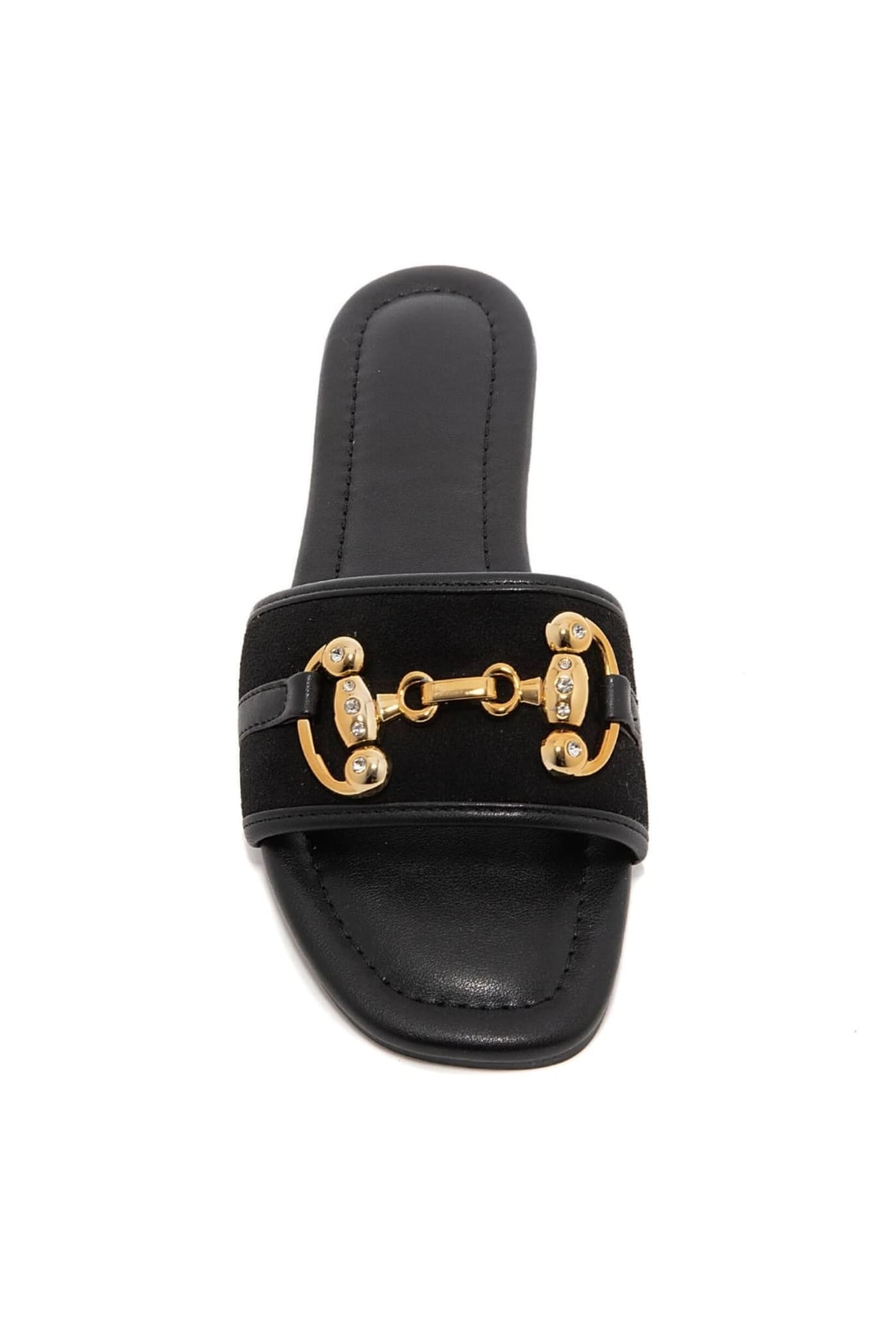 Gold Buckle Sandals In Black