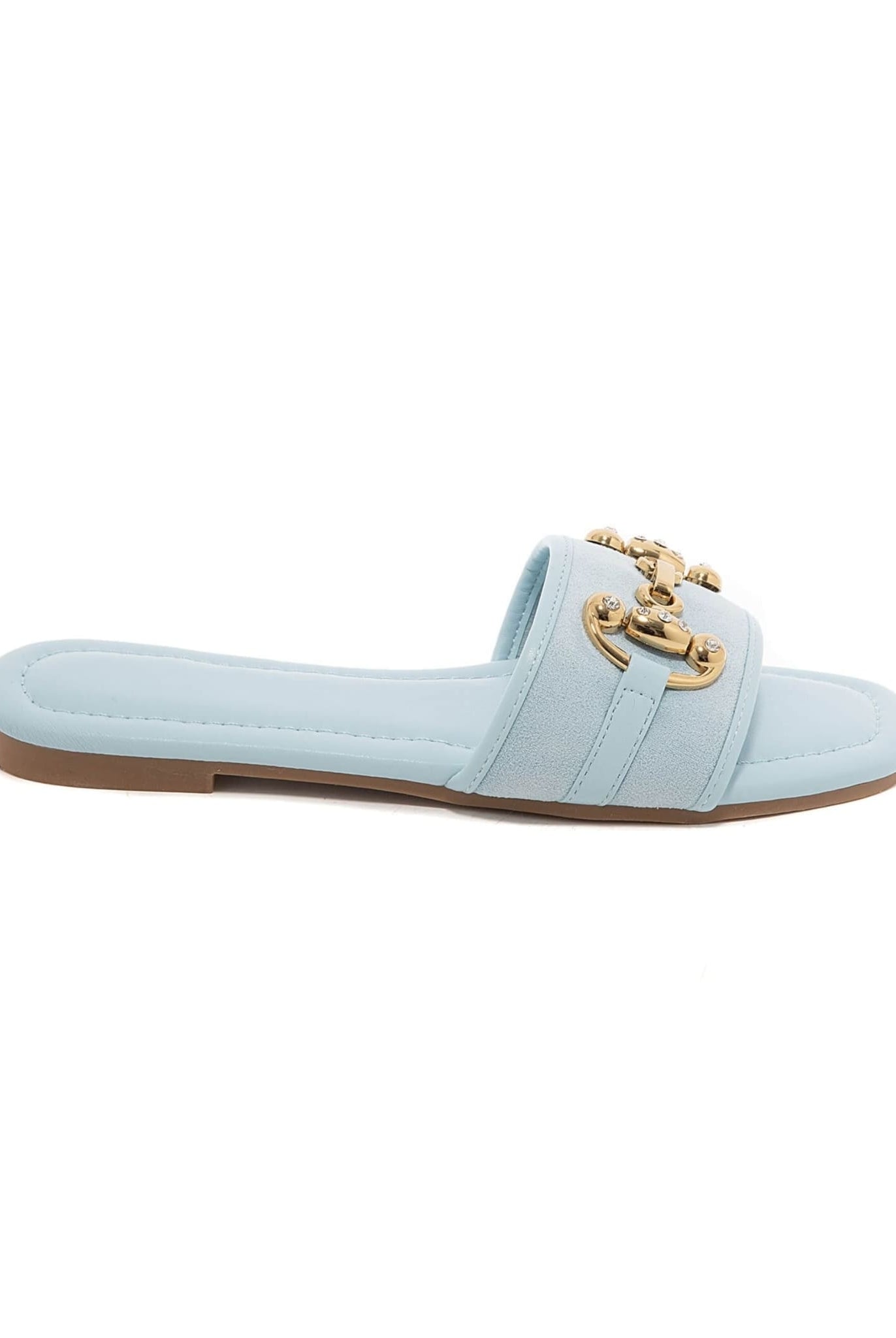 Gold Buckle Sandals In Blue