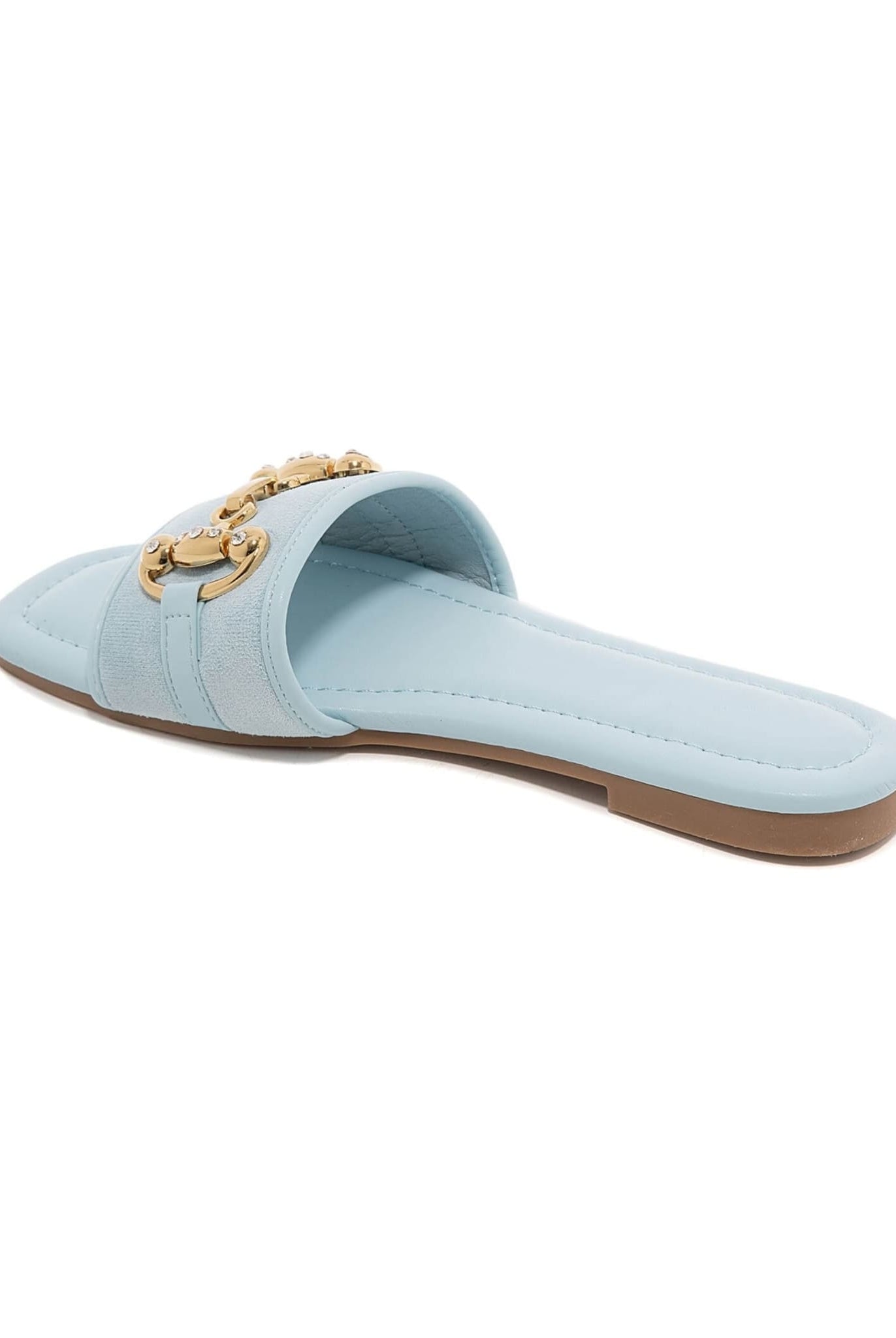 Gold Buckle Sandals In Blue