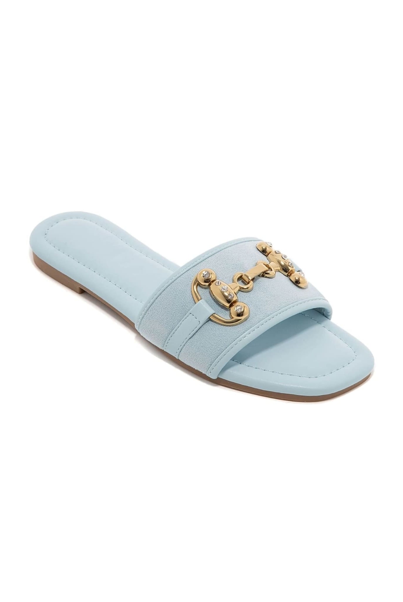 Gold Buckle Sandals In Blue