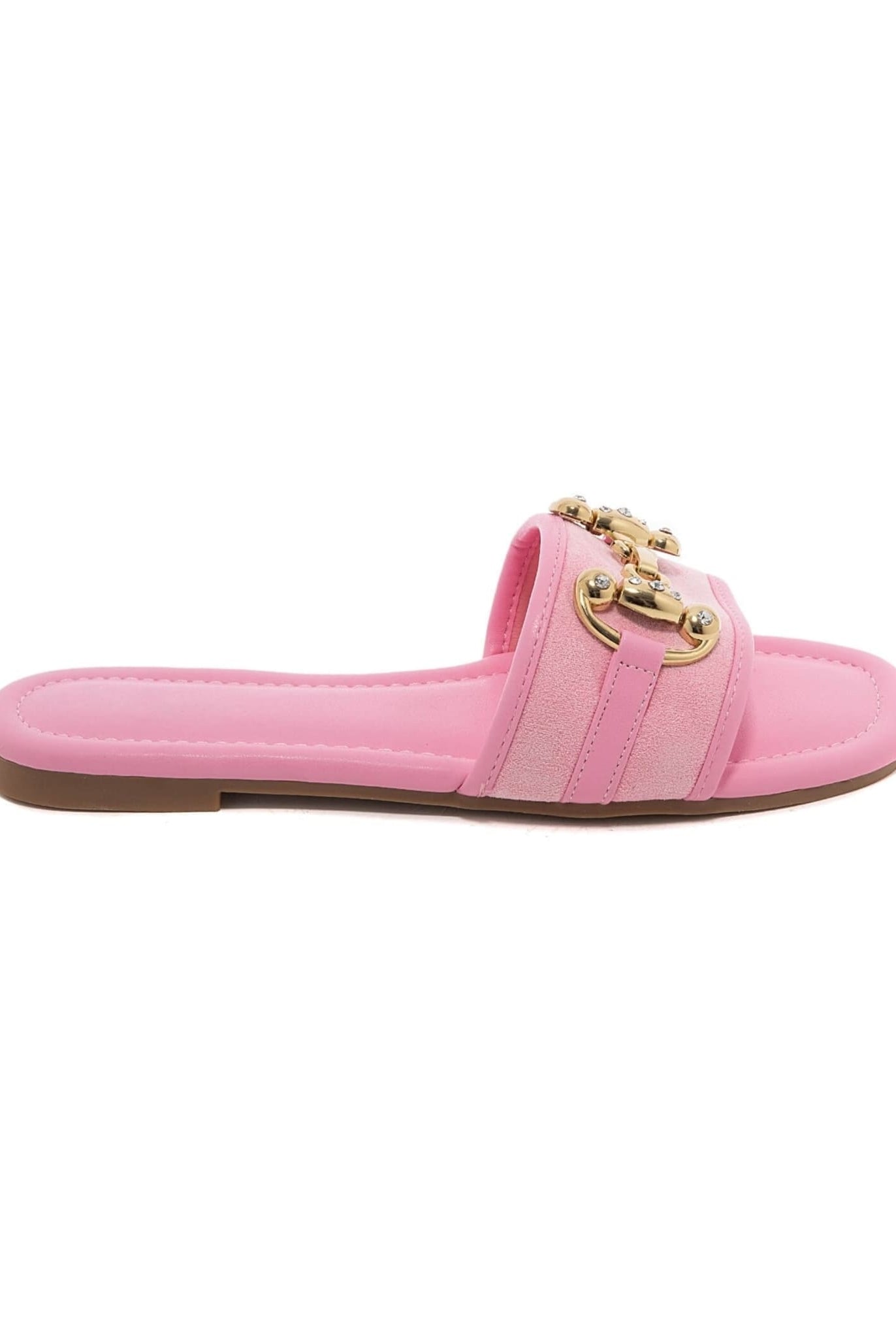 Gold Buckle Sandals In Pink