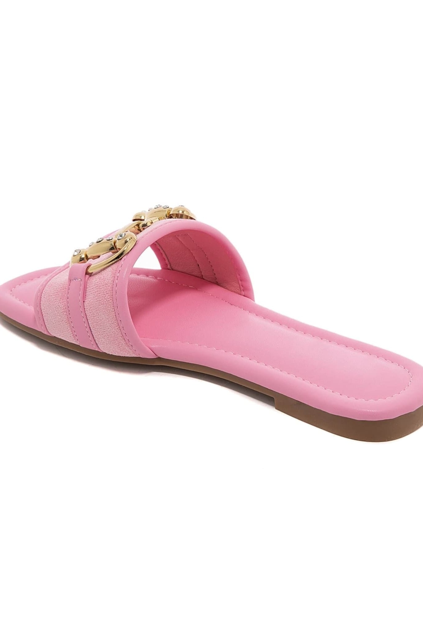 Gold Buckle Sandals In Pink