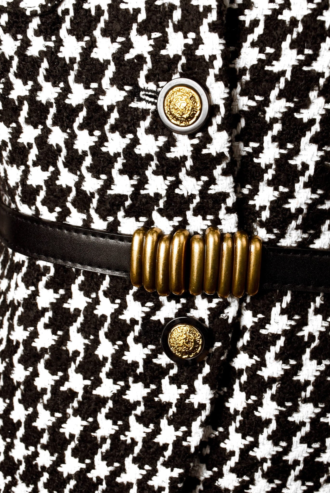 Houndstooth Belted Tweed Blazer