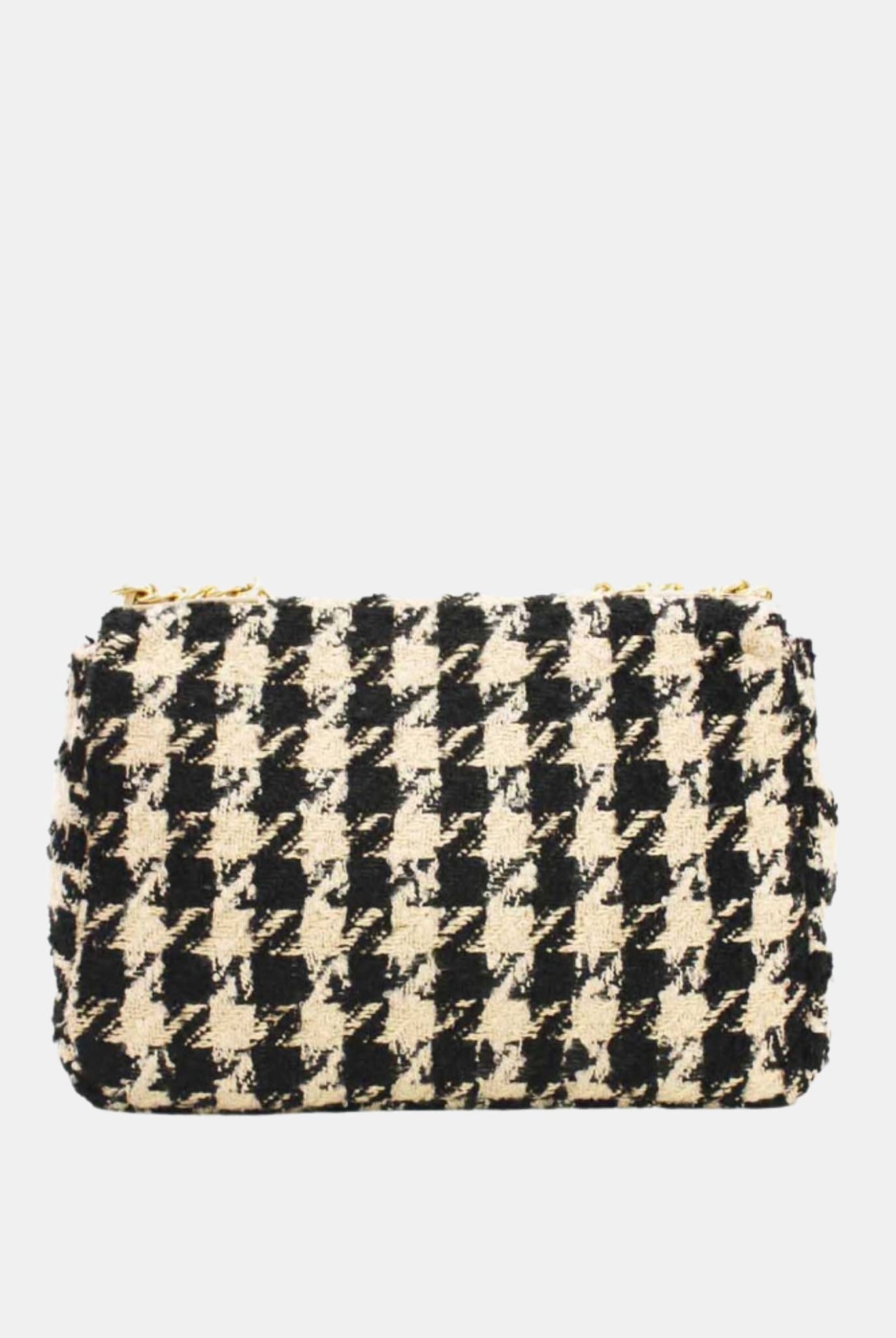 Houndstooth Tweed Crossbody Bag Beige