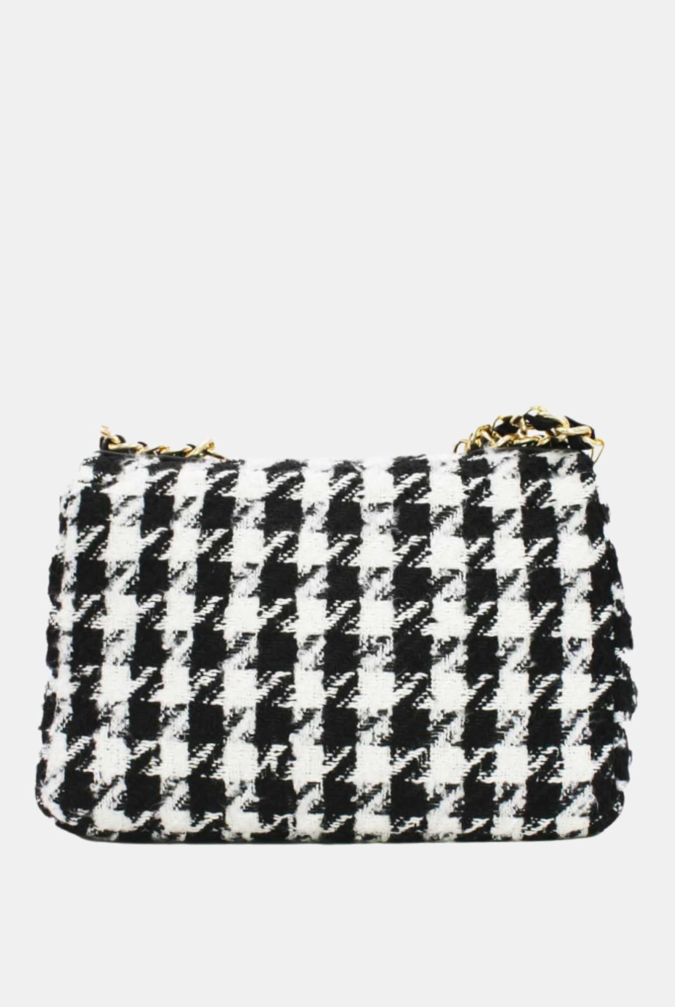 Houndstooth Tweed Crossbody Bag Black