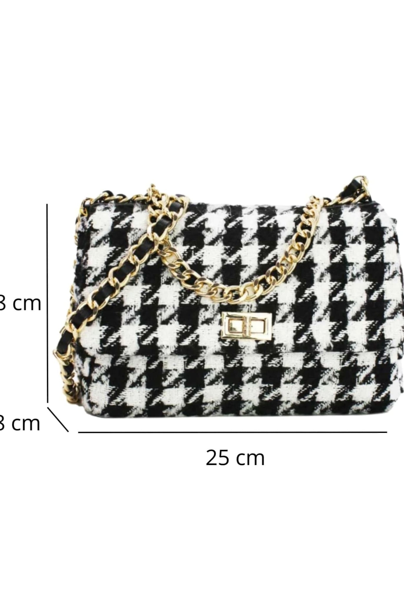 Houndstooth Tweed Crossbody Bag Black Size