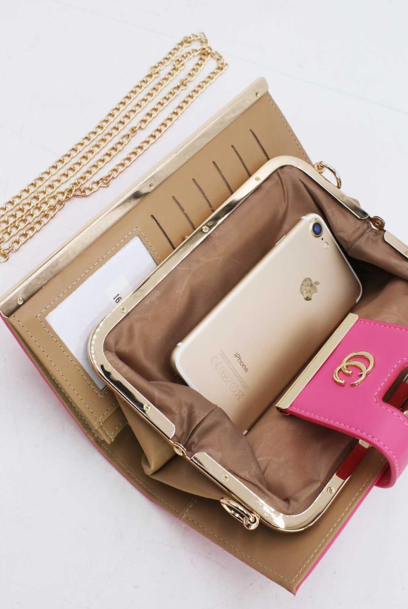 Large Wallet With Gold Details Pink