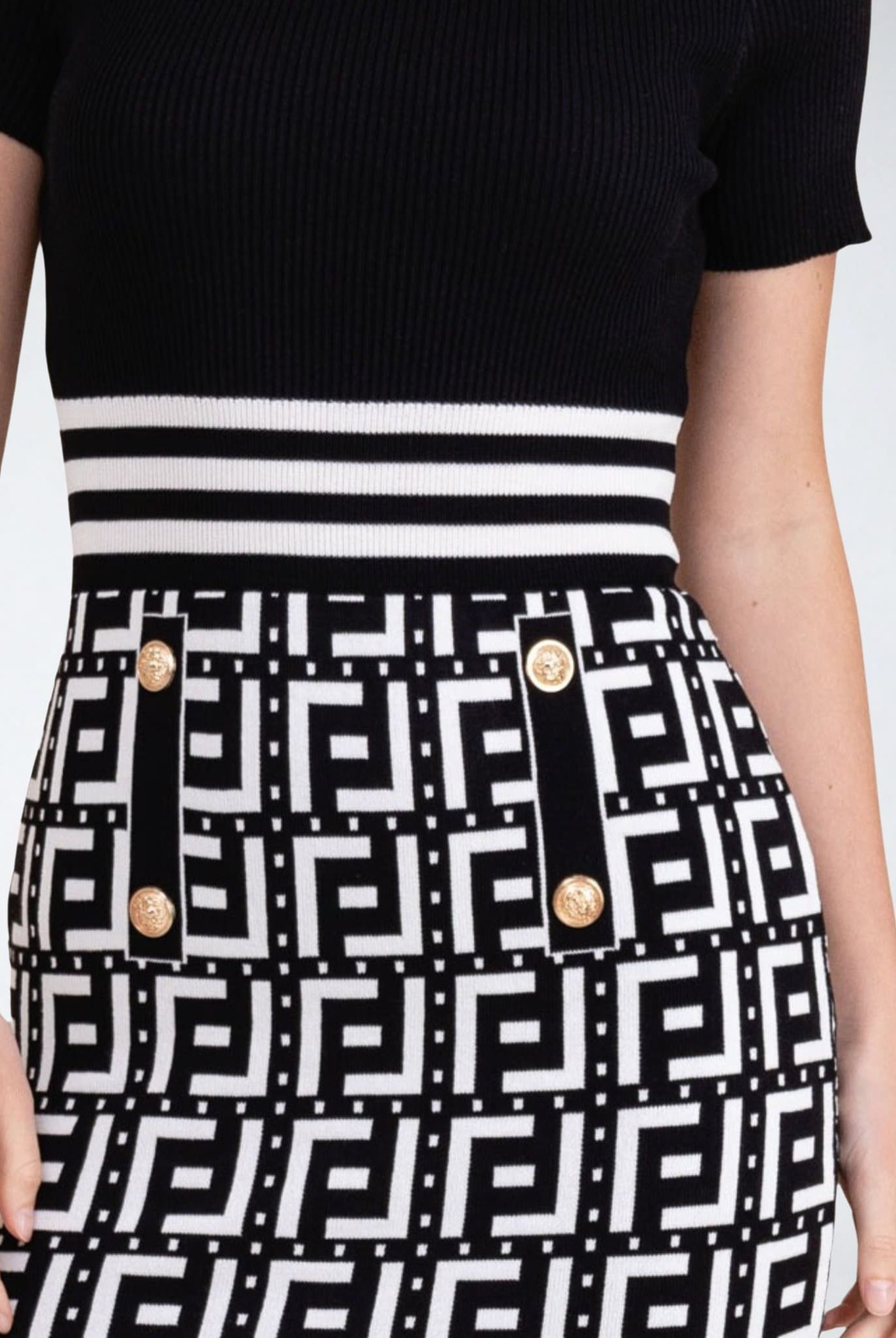 Printed Mini Dress Black