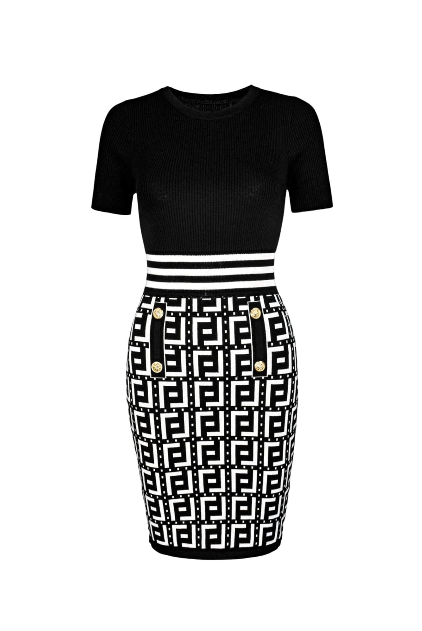 Printed Mini Dress Black