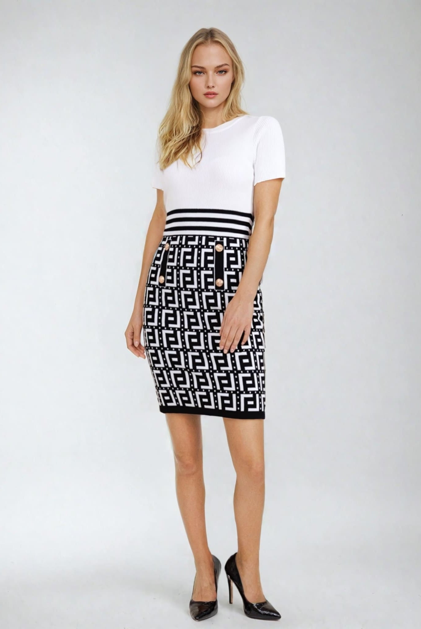 Printed Mini Dress White