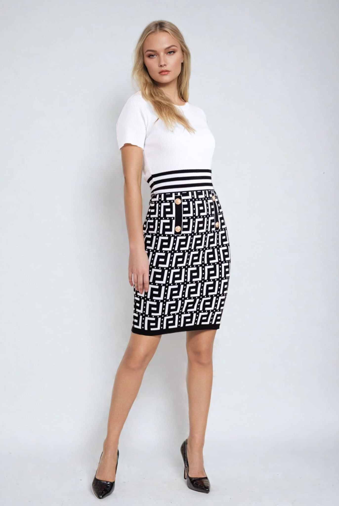 Printed Mini Dress White