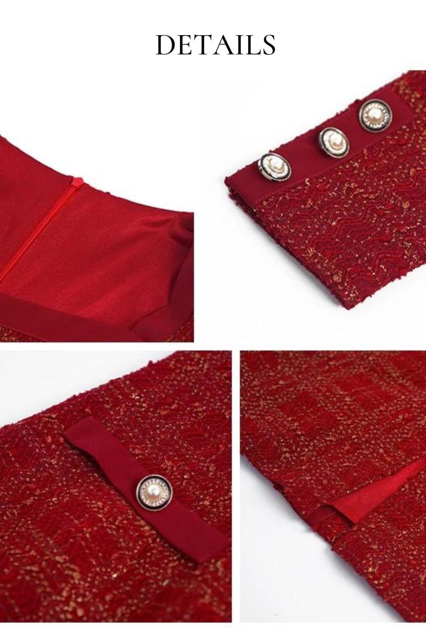 Red Tweed Dress Details