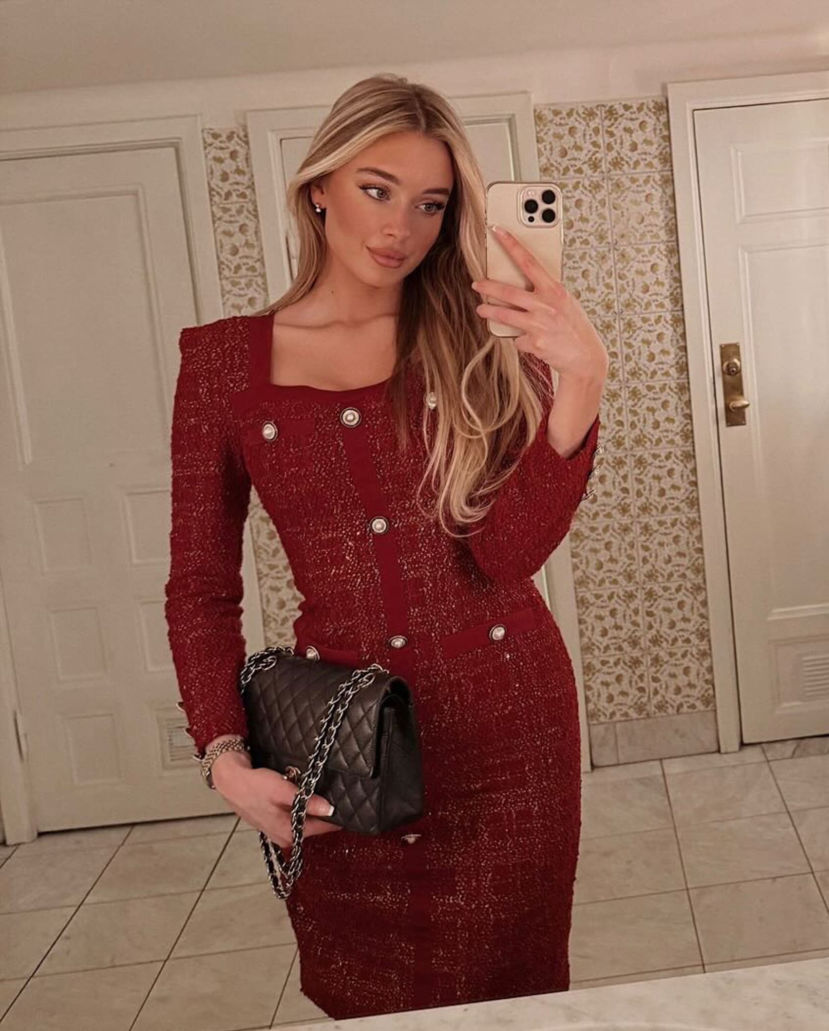 Red Tweed Dress Fabric