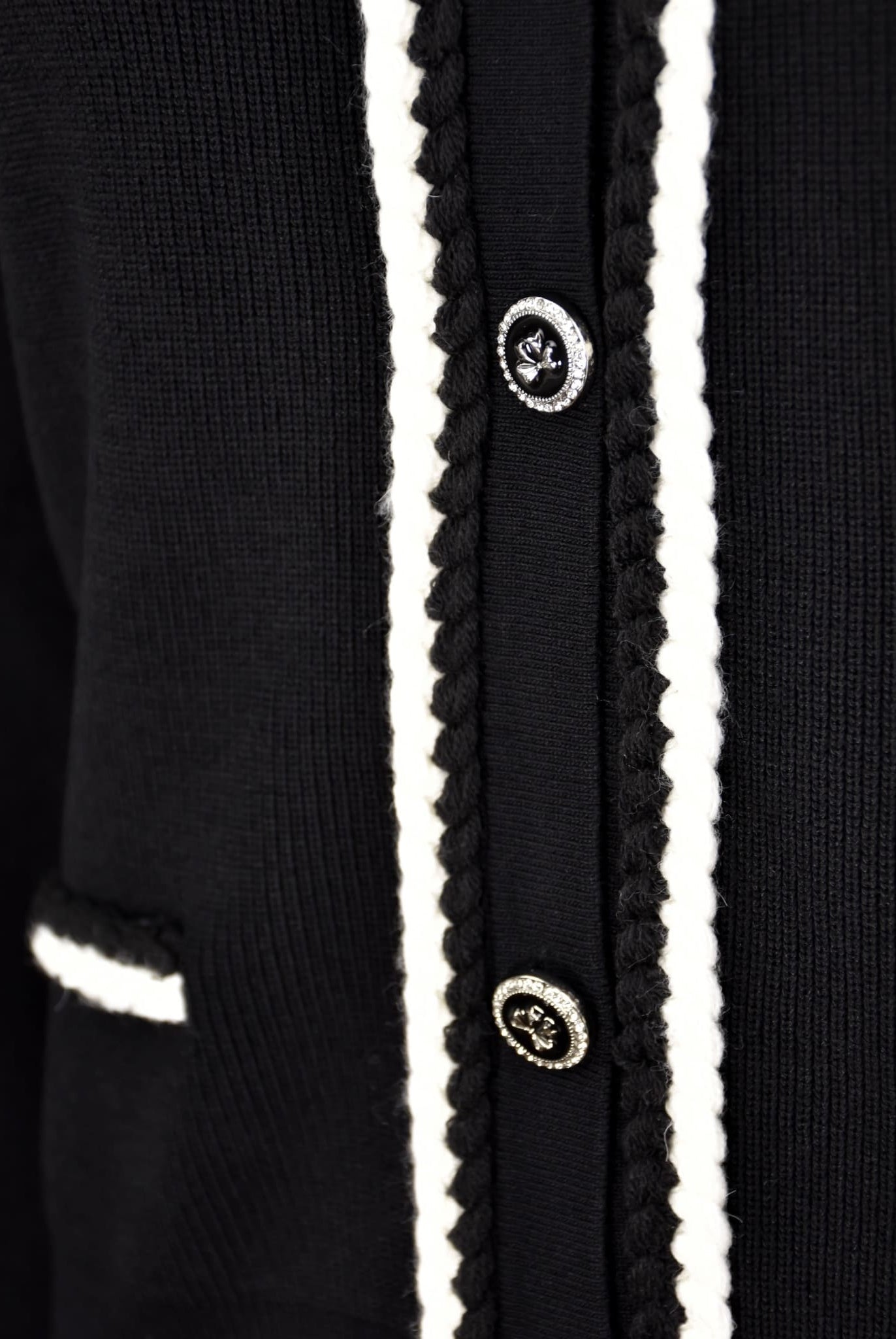 Rib Knit Cardigan In Black