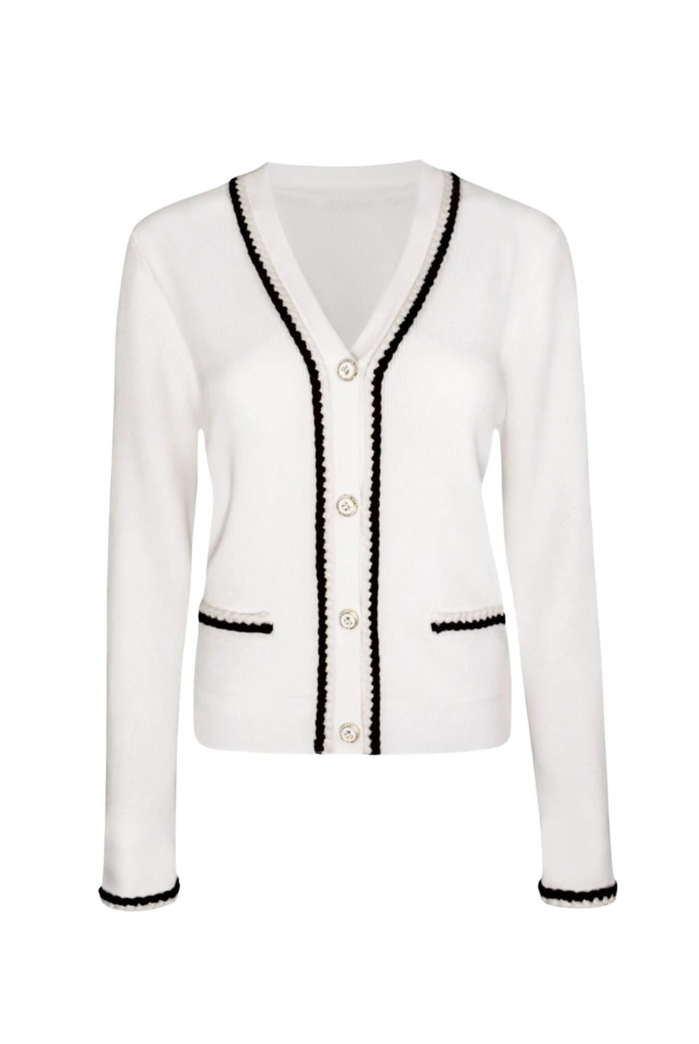 Rib Knit Cardigan In White