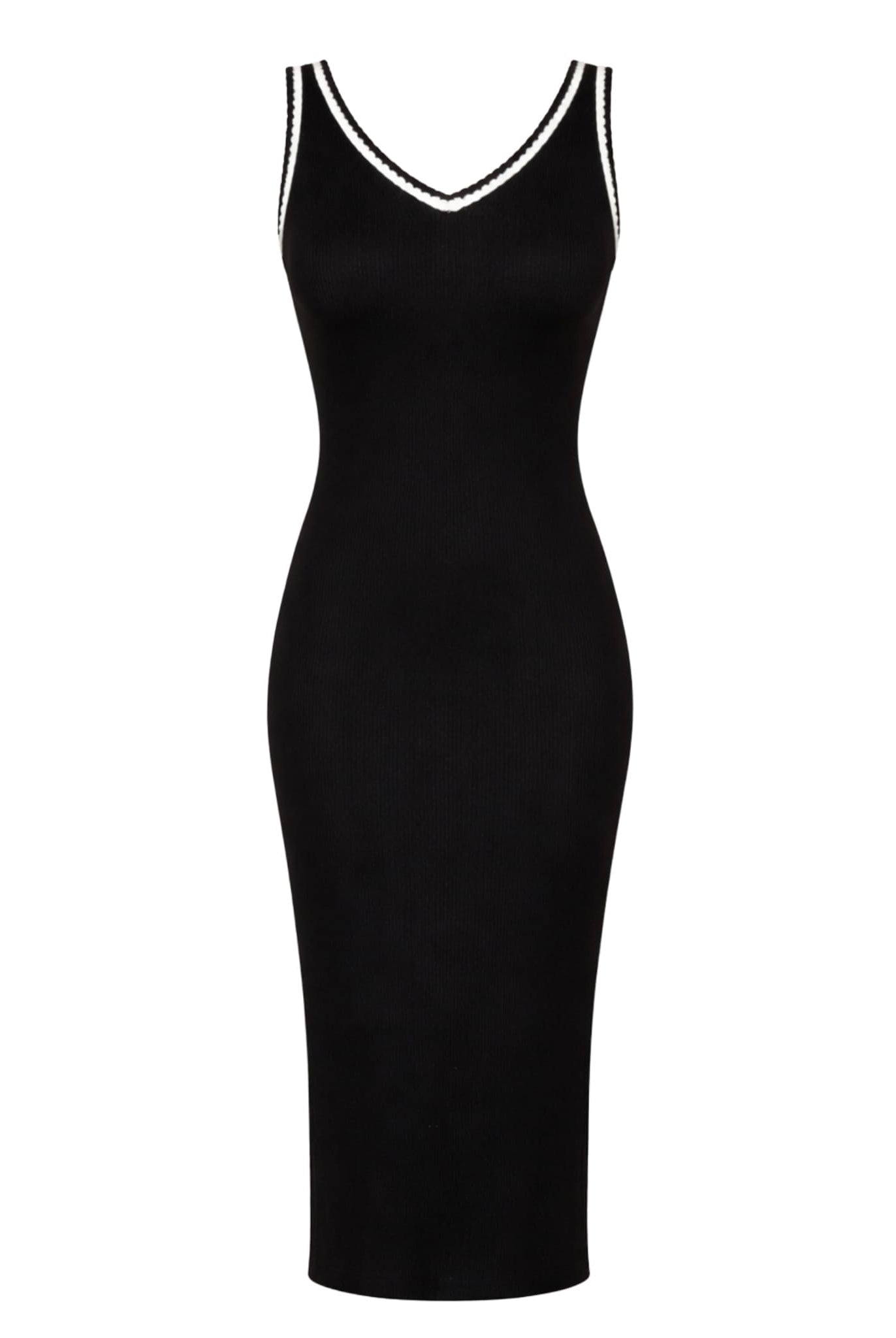 Sleeveless Rib Knit Dress In Black