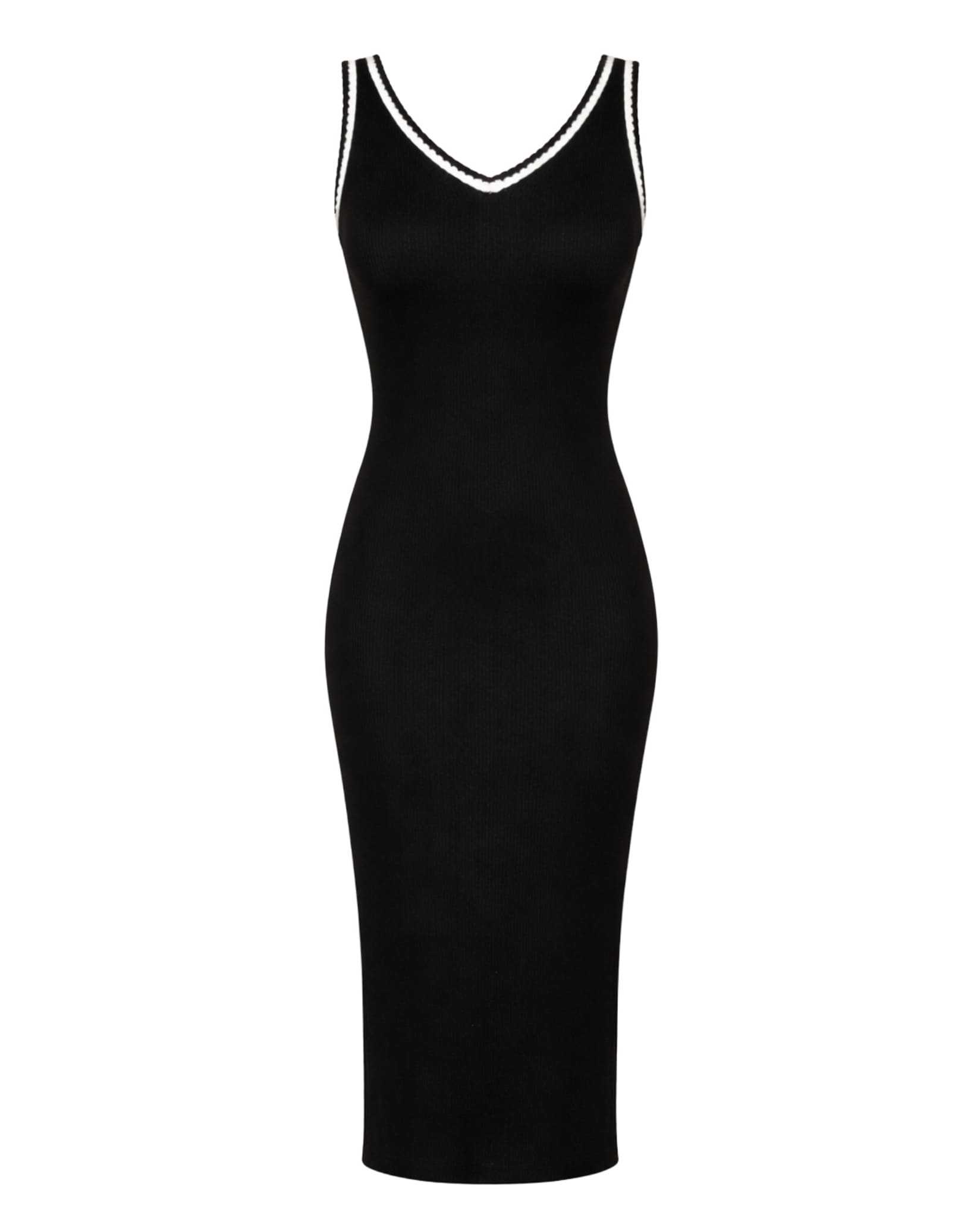 Sleeveless Rib Knit Dress In Black