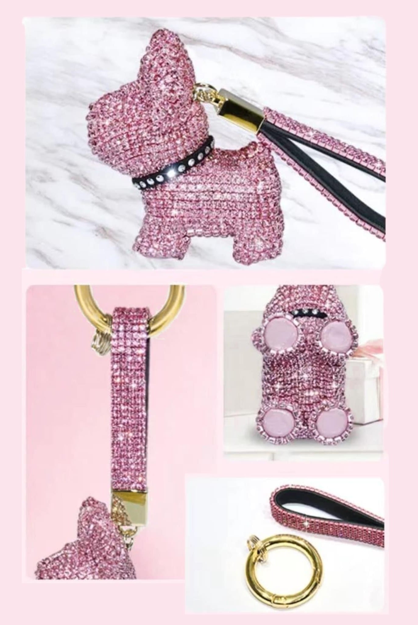 Sparkling Bag Charm Pink