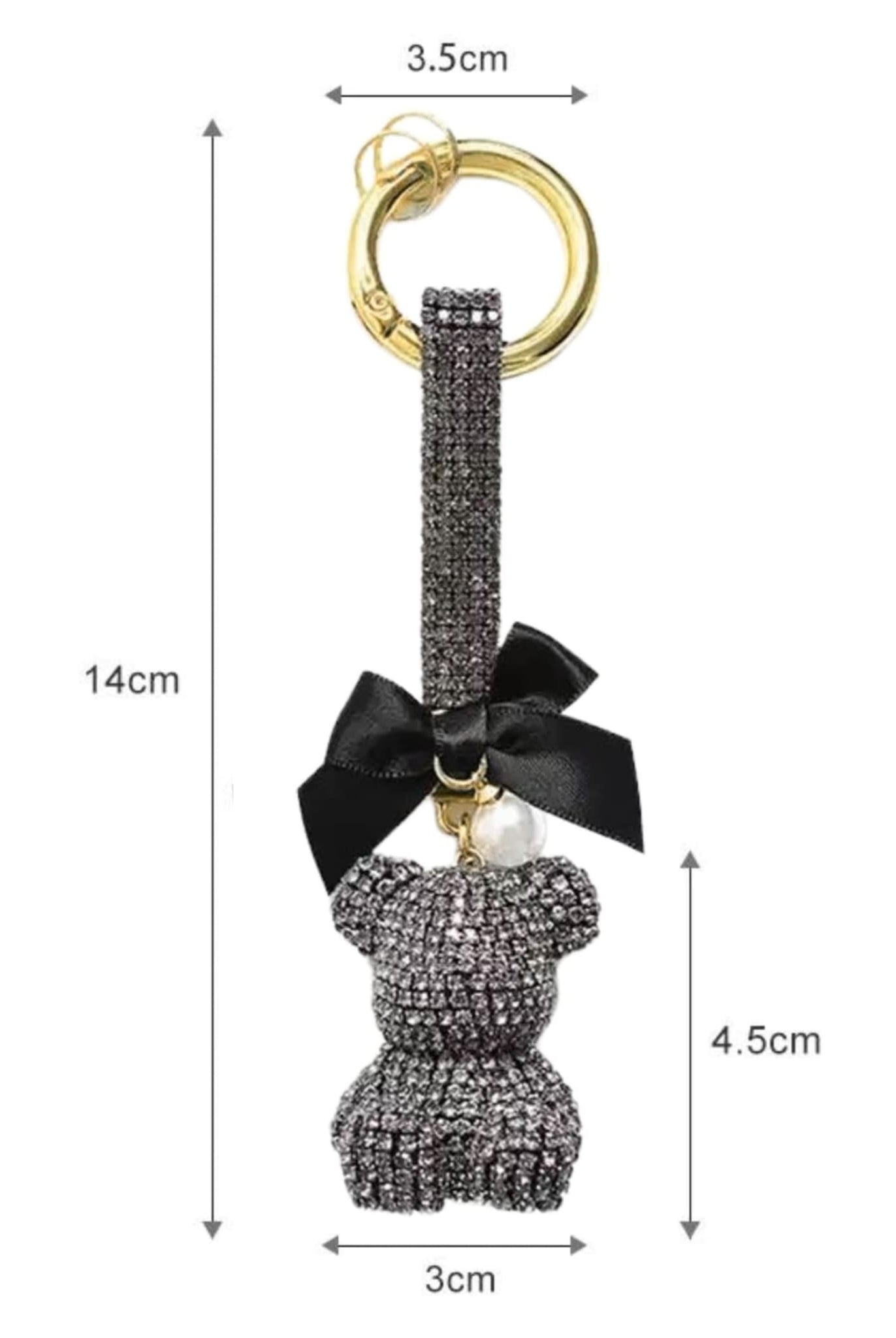 Sparkling Bear Bag Charm Grey Size