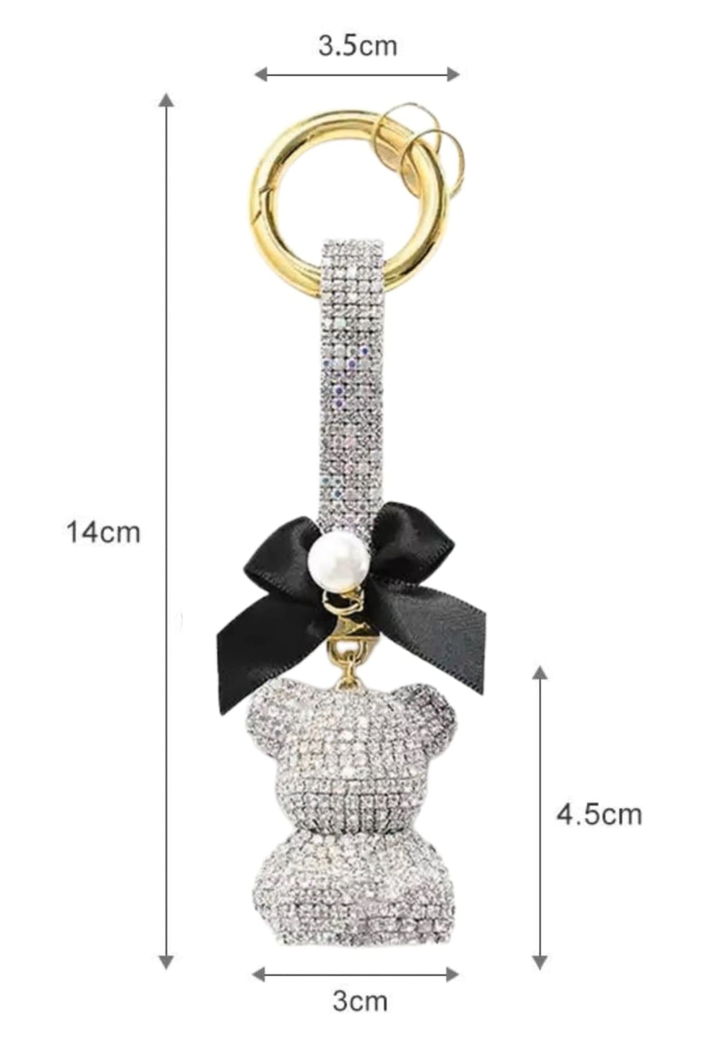 Sparkling Bear Bag Charm White Size