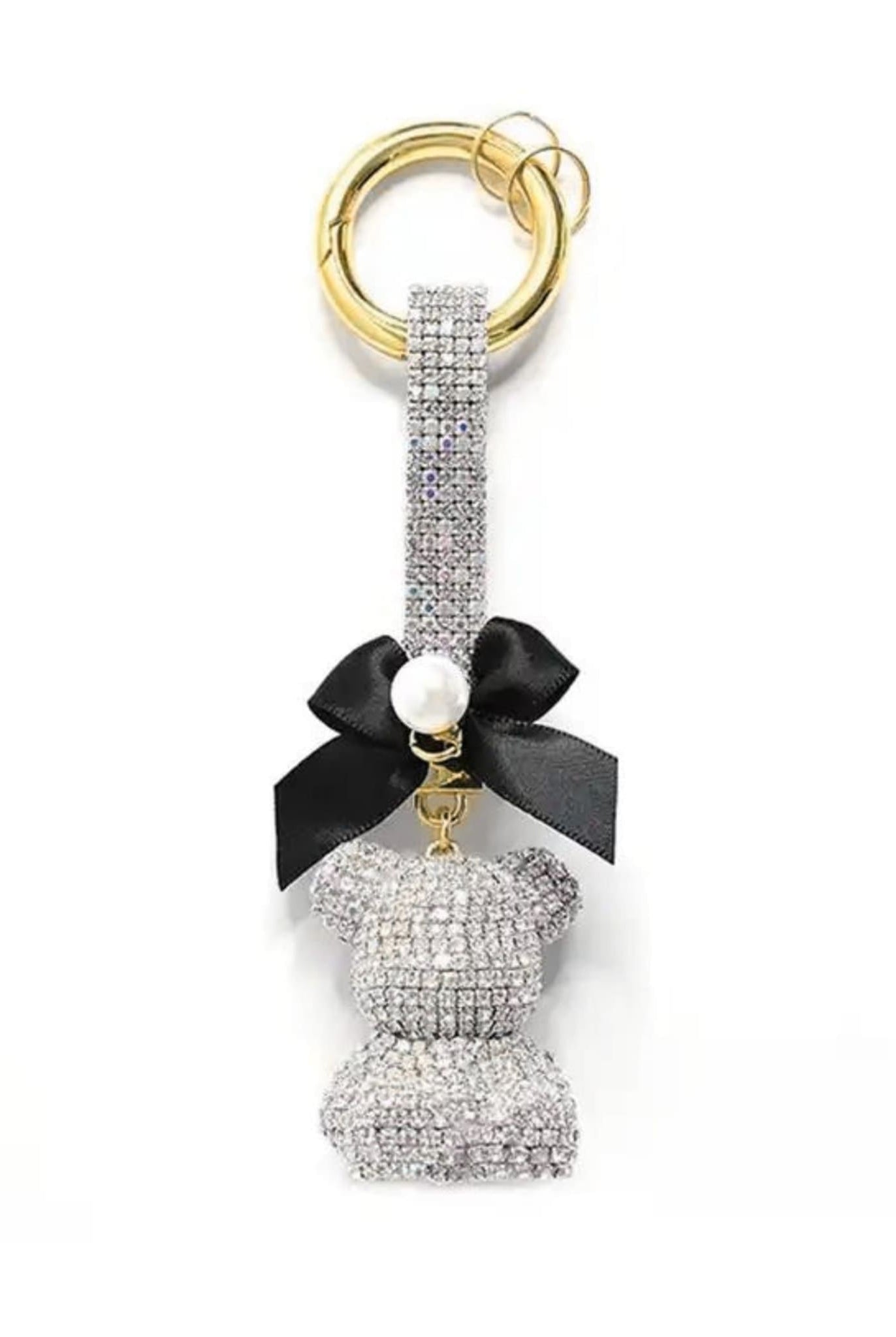 Sparkling Bear Bag Charm White