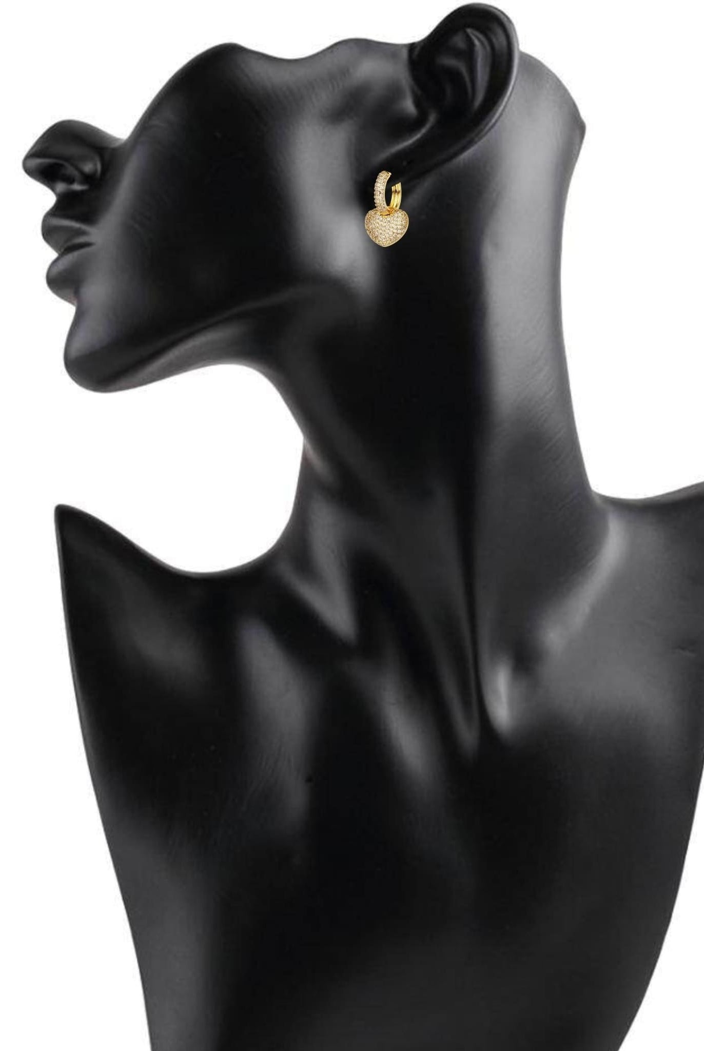 Sparkling Heart Earrings Gold