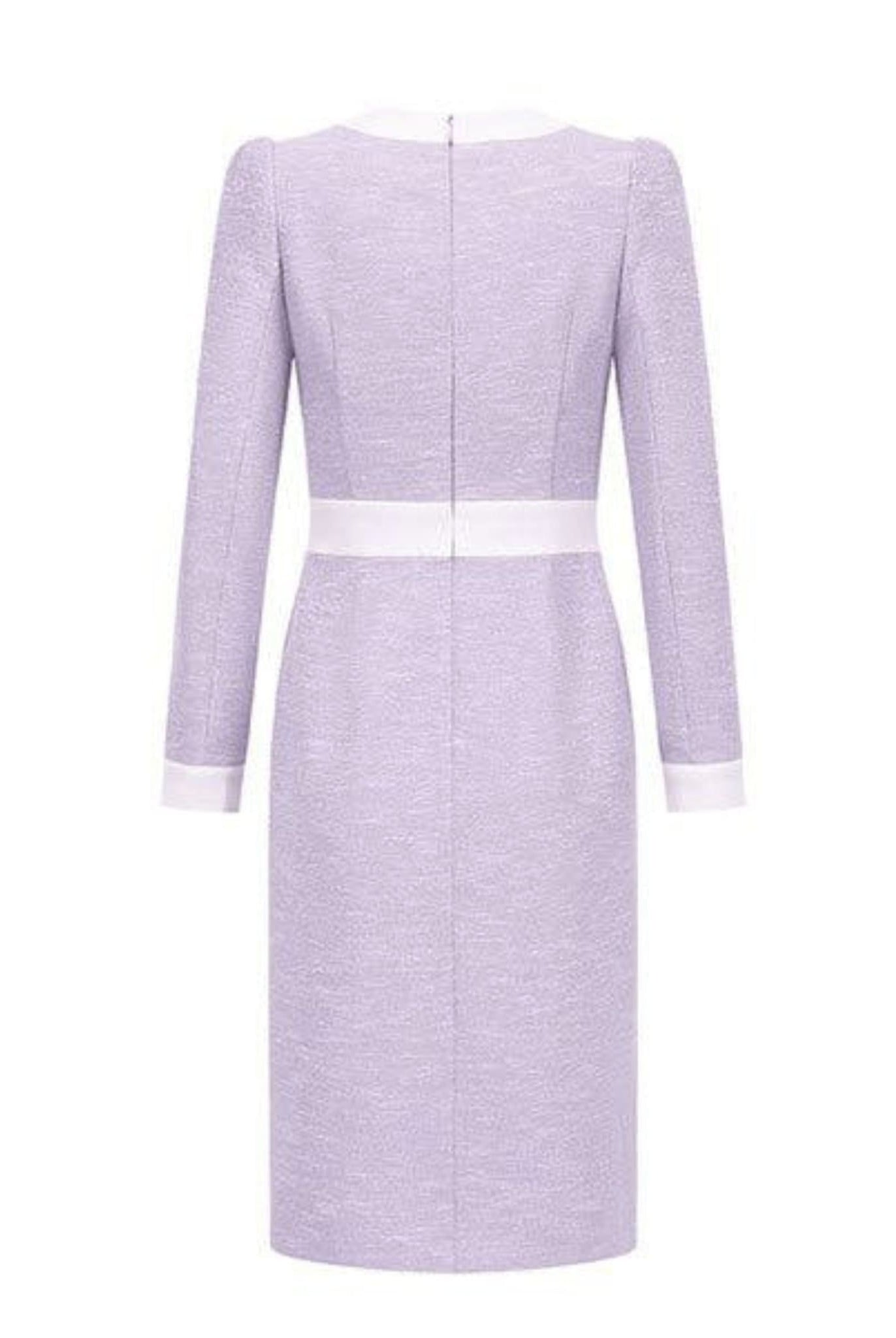 Textured Midi Dress With Contrasting Trim