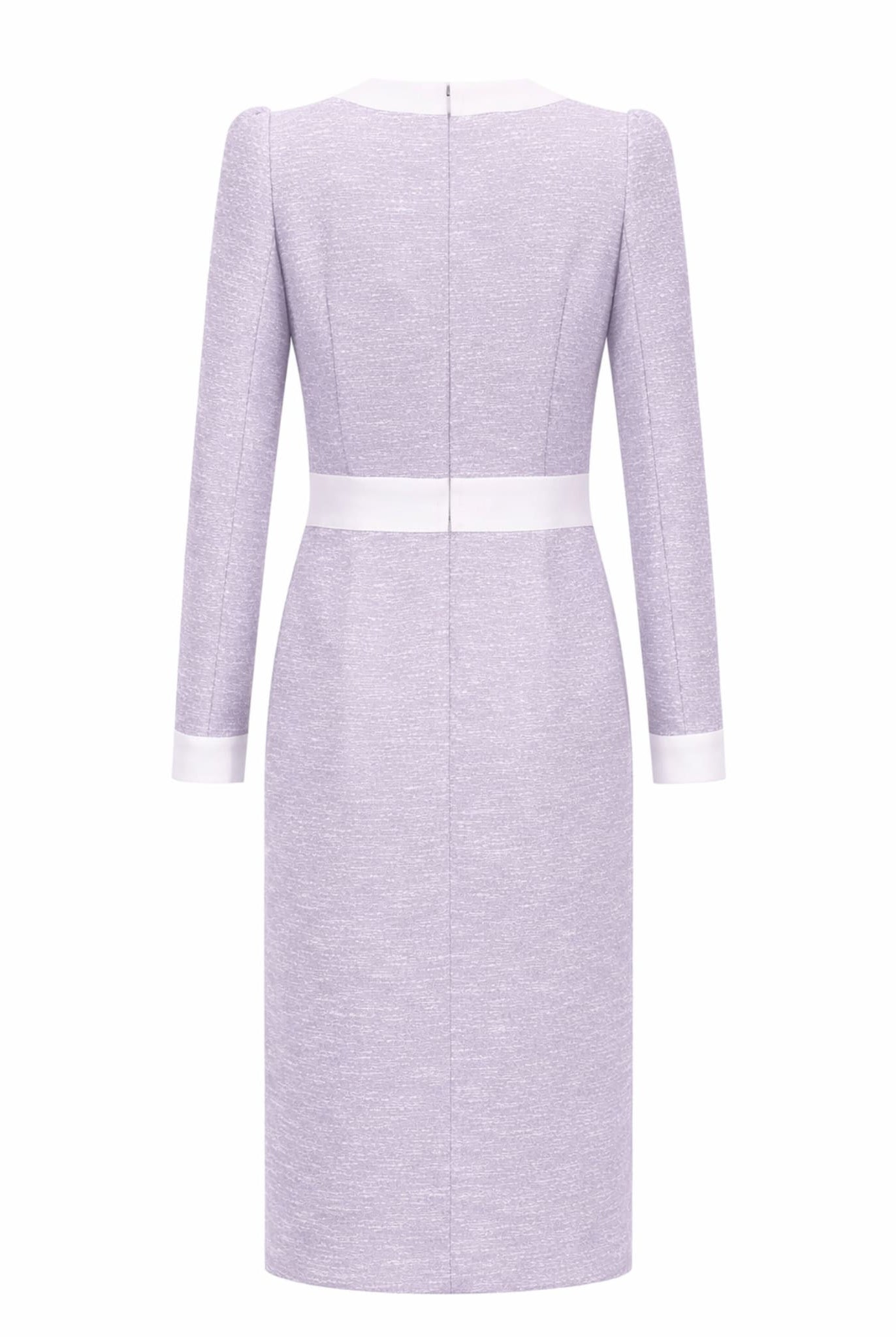 Textured Midi Dress With Contrasting Trim