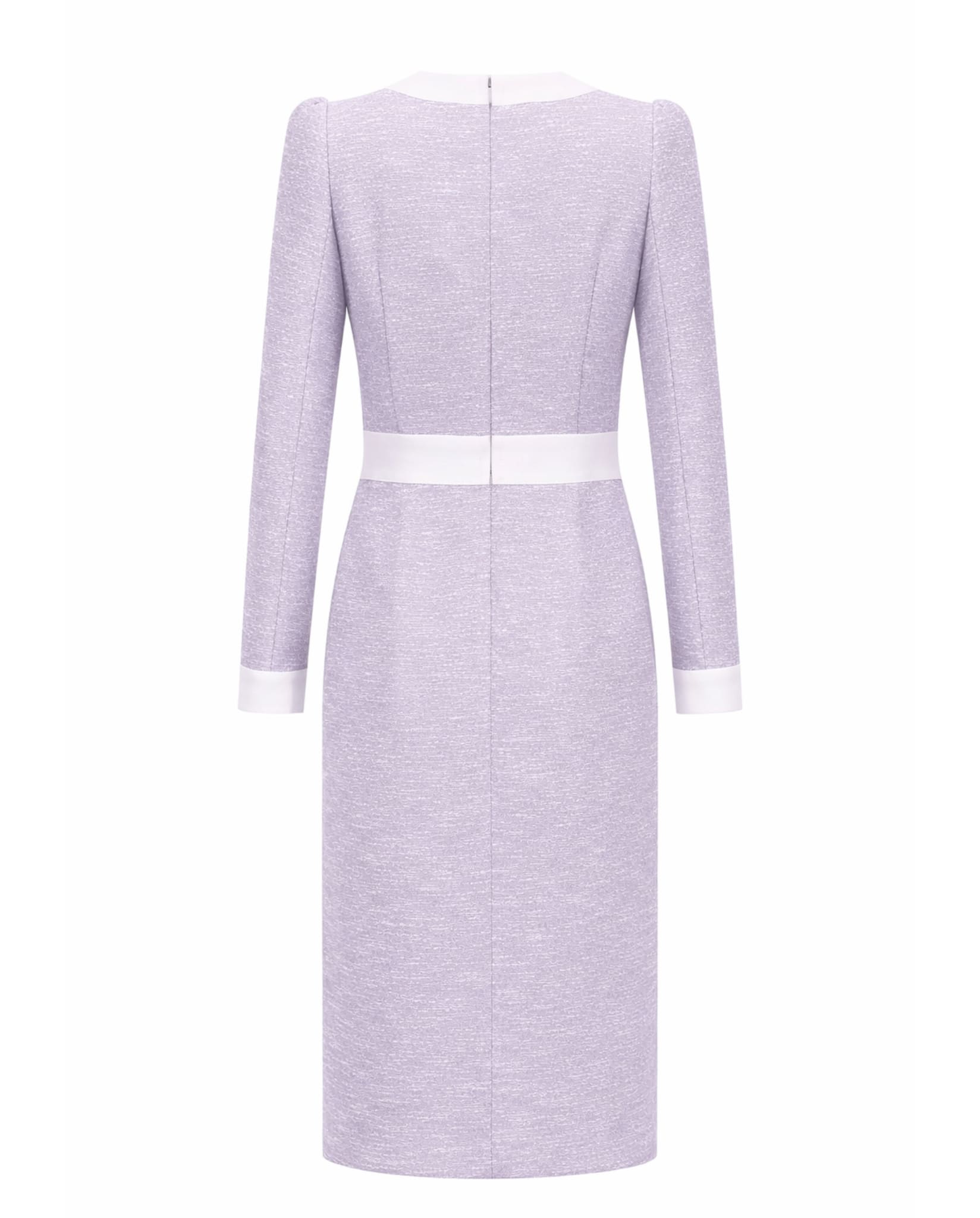 Textured Midi Dress With Contrasting Trim