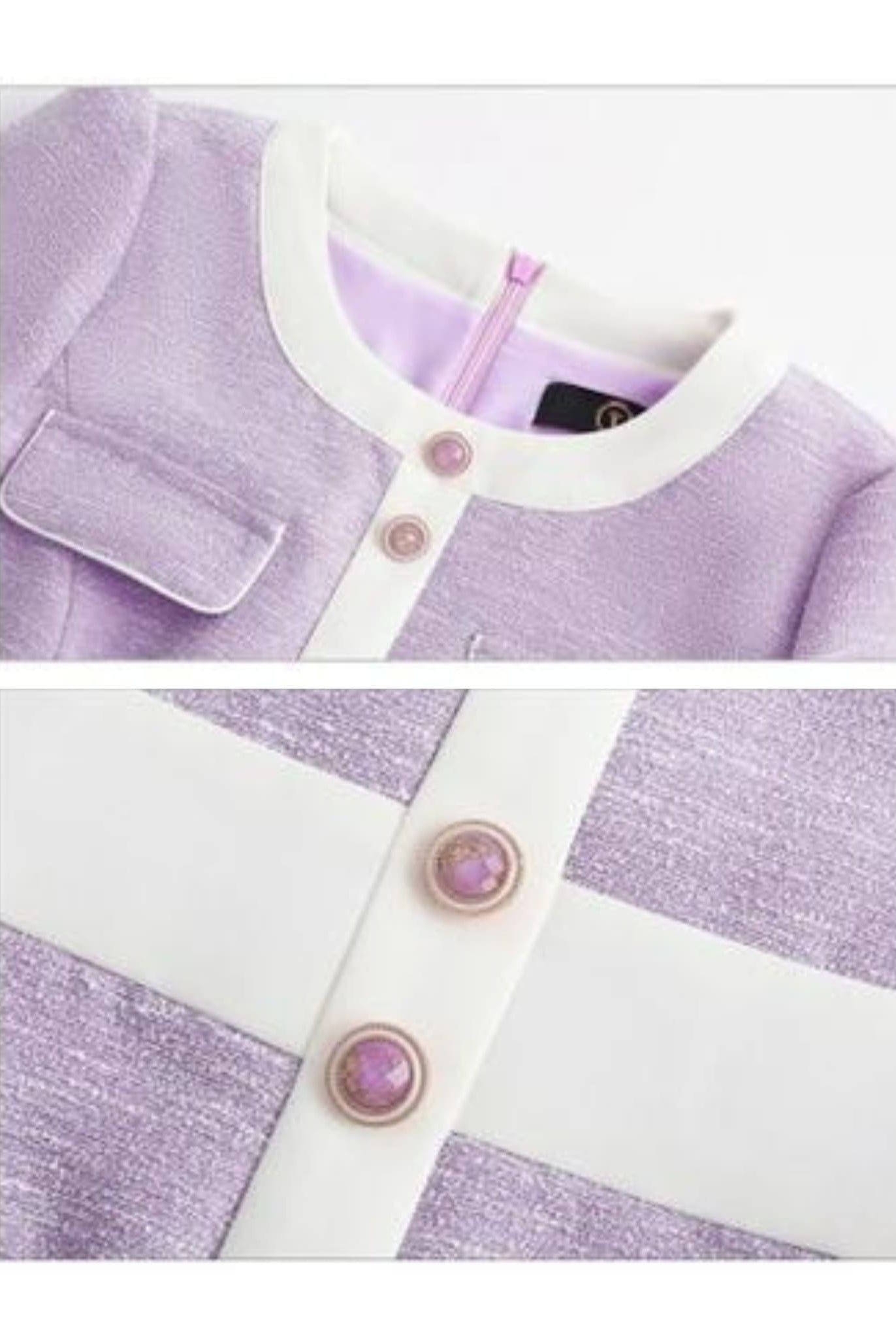 Textured Midi Dress With Contrasting Trim