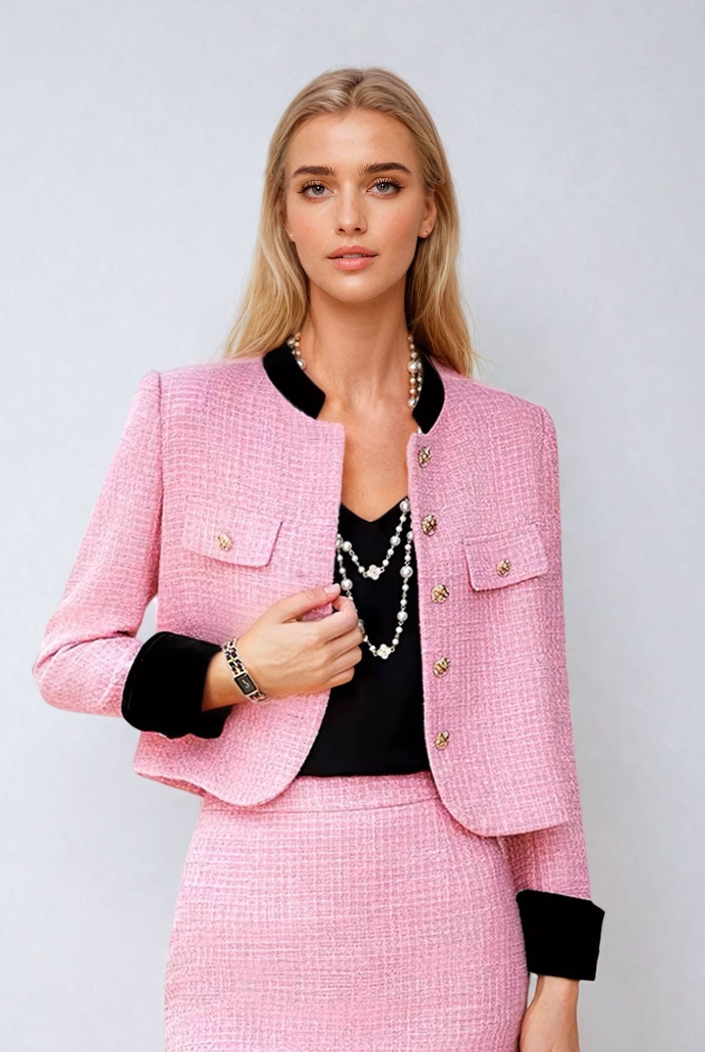 Tweed Jacket With Velvet Collar